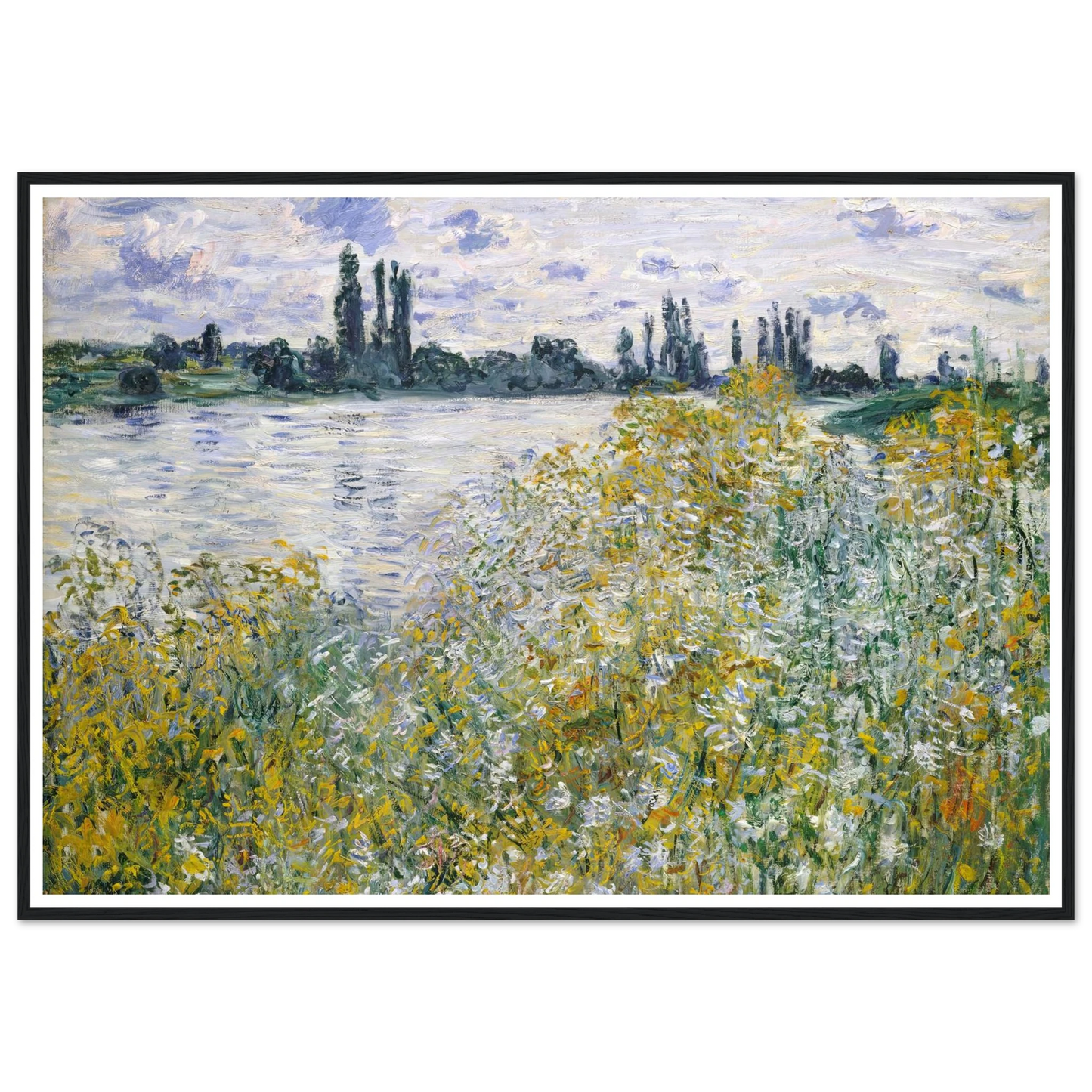 Île aux Fleurs near Vétheuil (1880) Art Print | Claude Monet - Framed Poster - 30x40 cm / 12x16″ - Black frame