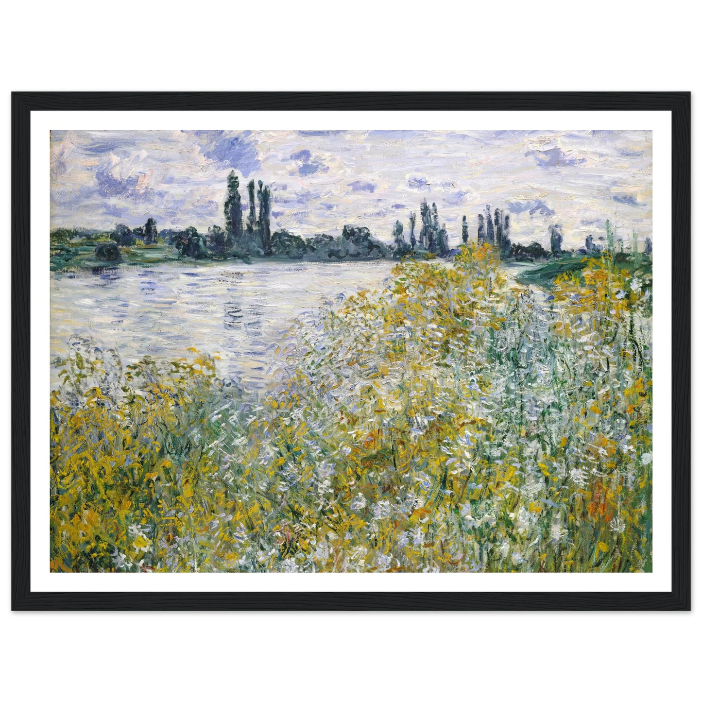 Île aux Fleurs near Vétheuil (1880) Art Print | Claude Monet - Framed Poster - 30x40 cm / 12x16″ - Black frame