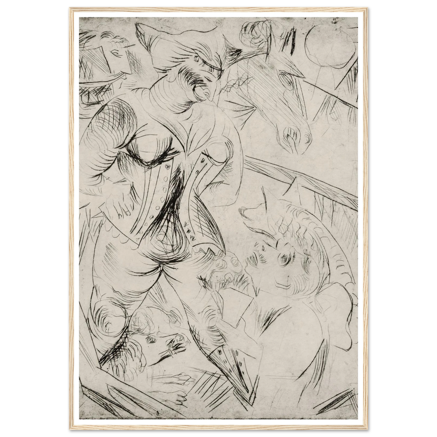 Illustration zur Landstürmerin Courage Art Print | Paul Kleinschmidt - Framed Poster - 30x40 cm / 12x16″ - Black frame