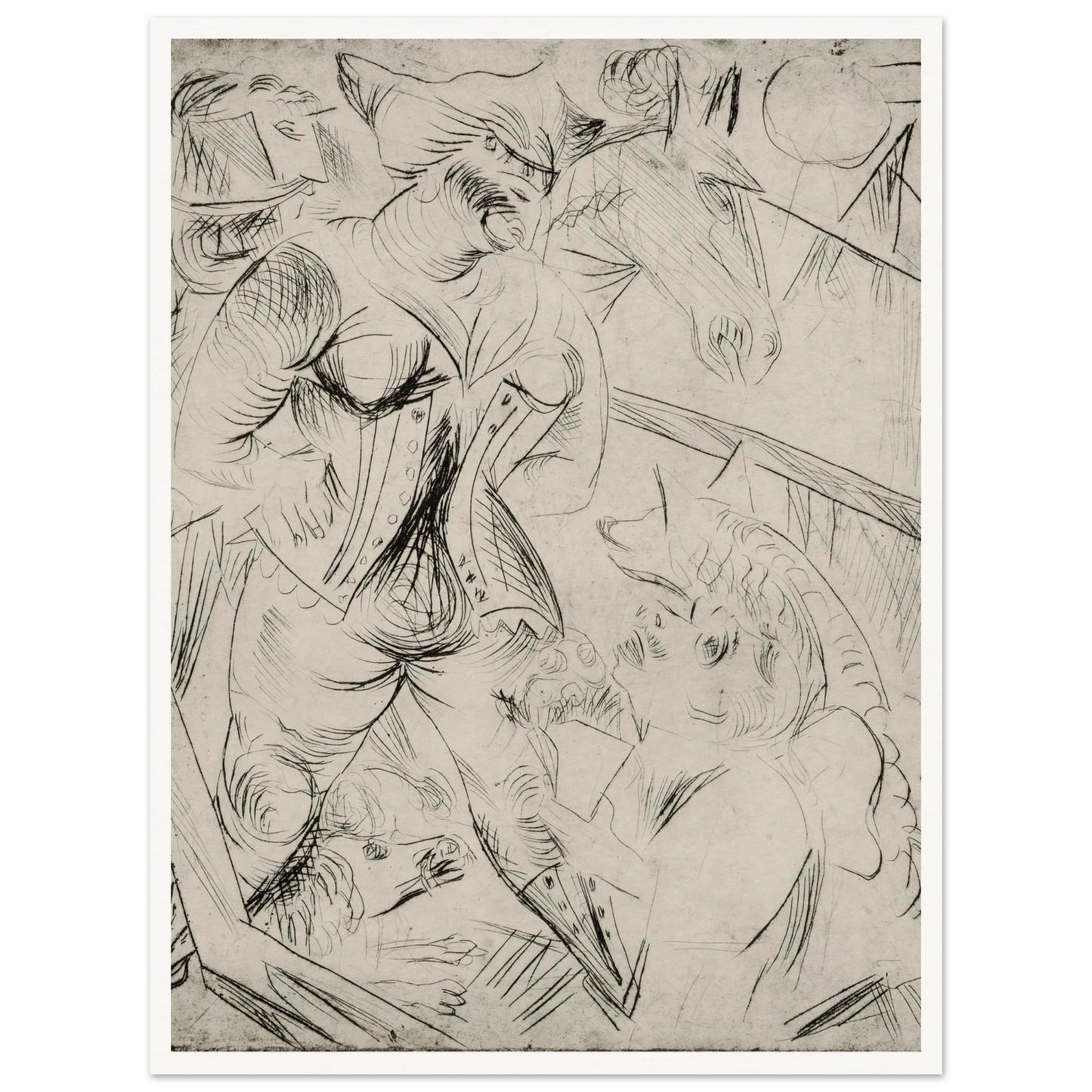 Illustration zur Landstürmerin Courage Art Print | Paul Kleinschmidt - Framed Poster - 30x40 cm / 12x16″ - Black frame