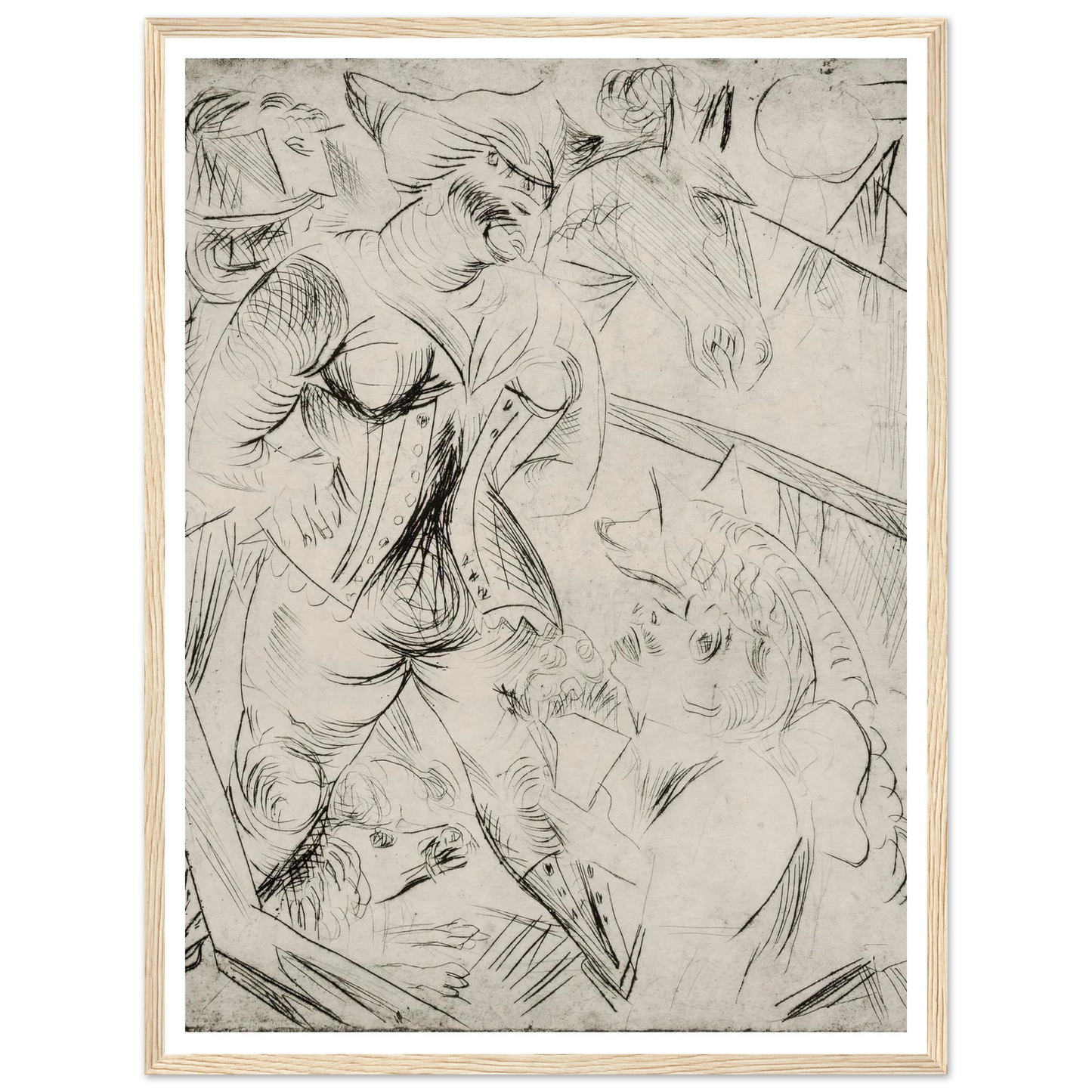 Illustration zur Landstürmerin Courage Art Print | Paul Kleinschmidt - Framed Poster - 30x40 cm / 12x16″ - Black frame