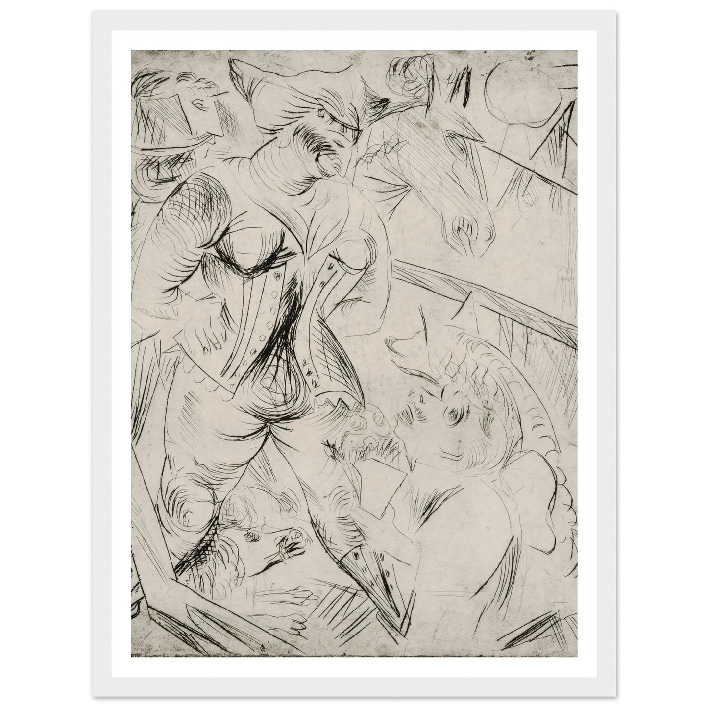 Illustration zur Landstürmerin Courage Art Print | Paul Kleinschmidt - Framed Poster - 30x40 cm / 12x16″ - Black frame