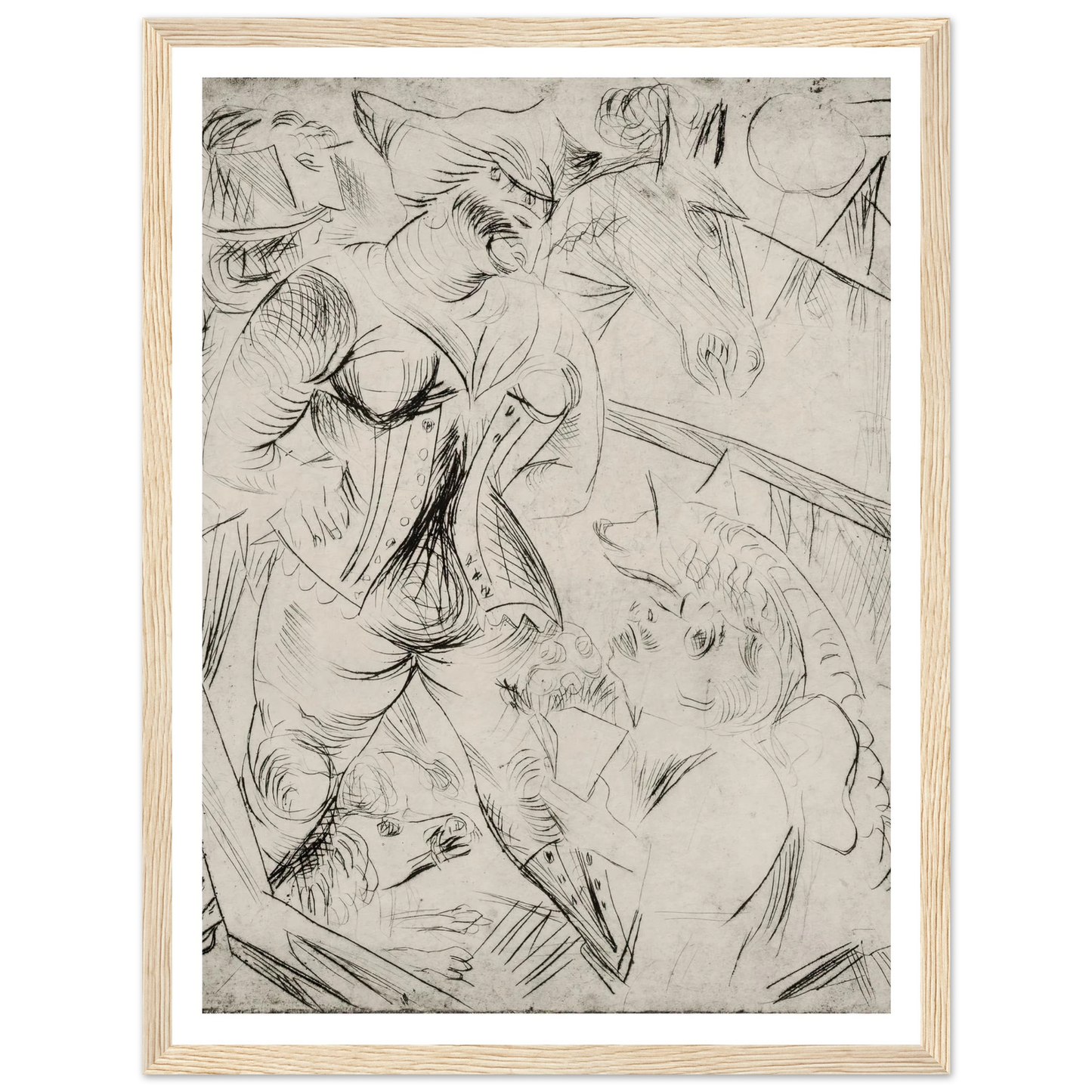 Illustration zur Landstürmerin Courage Art Print | Paul Kleinschmidt - Framed Poster - 30x40 cm / 12x16″ - Black frame