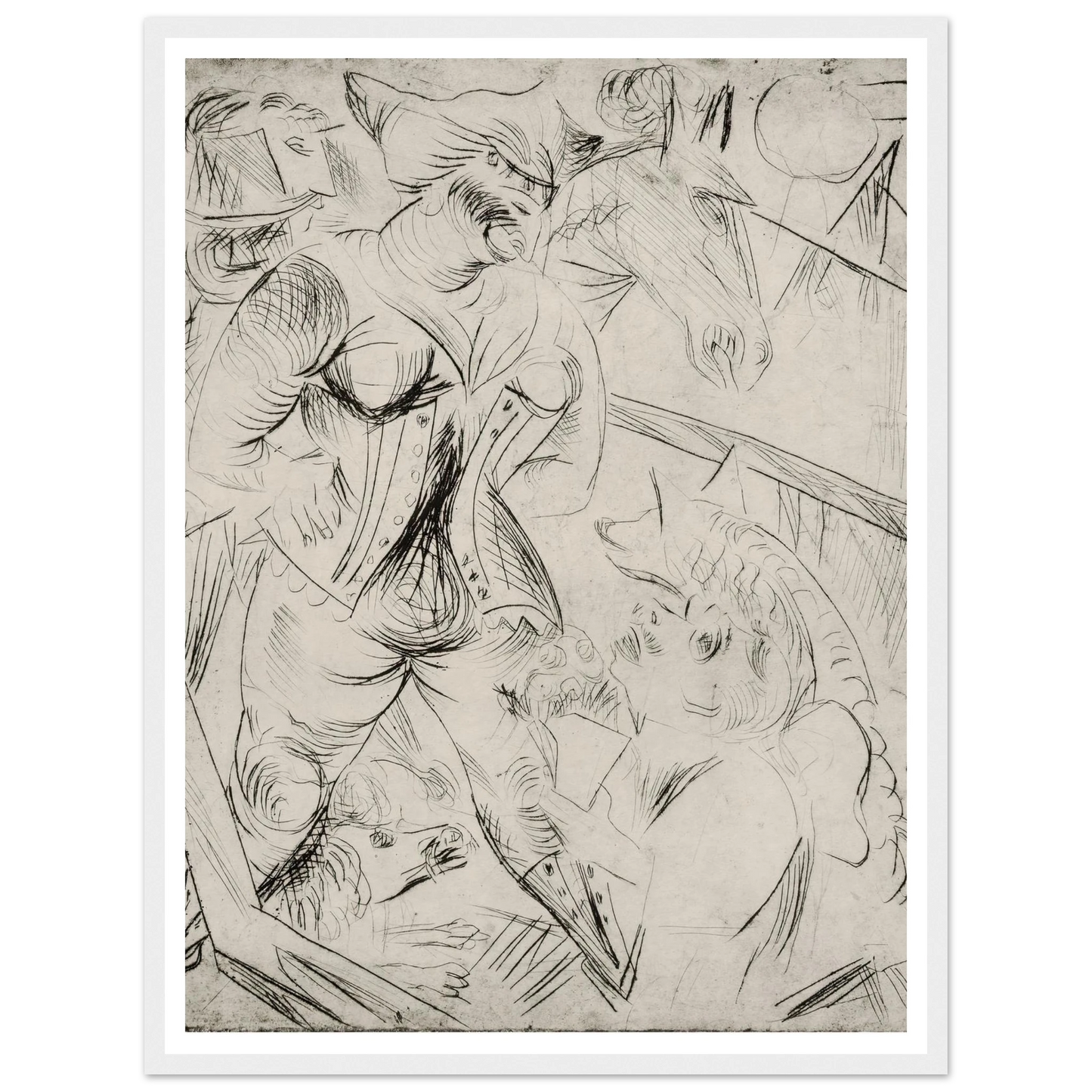 Illustration zur Landstürmerin Courage Art Print | Paul Kleinschmidt - Framed Poster - 30x40 cm / 12x16″ - Black frame