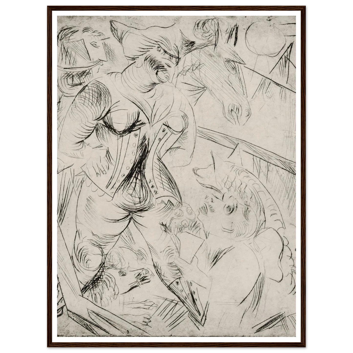 Illustration zur Landstürmerin Courage Art Print | Paul Kleinschmidt - Framed Poster - 30x40 cm / 12x16″ - Black frame