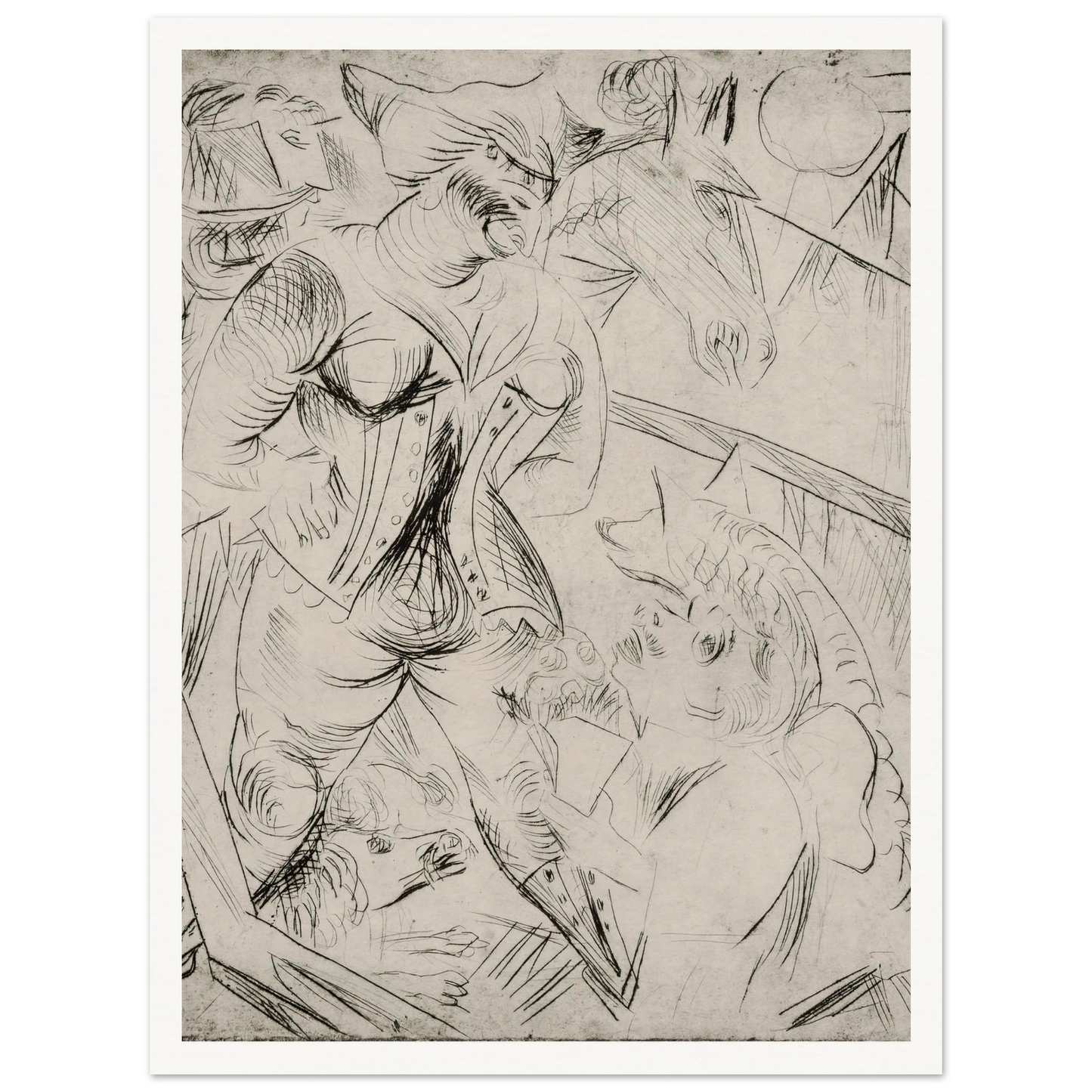 Illustration zur Landstürmerin Courage Art Print | Paul Kleinschmidt - Framed Poster - 30x40 cm / 12x16″ - Black frame