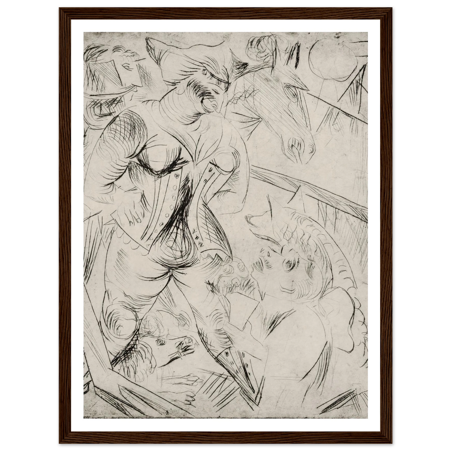 Illustration zur Landstürmerin Courage Art Print | Paul Kleinschmidt - Framed Poster - 30x40 cm / 12x16″ - Black frame