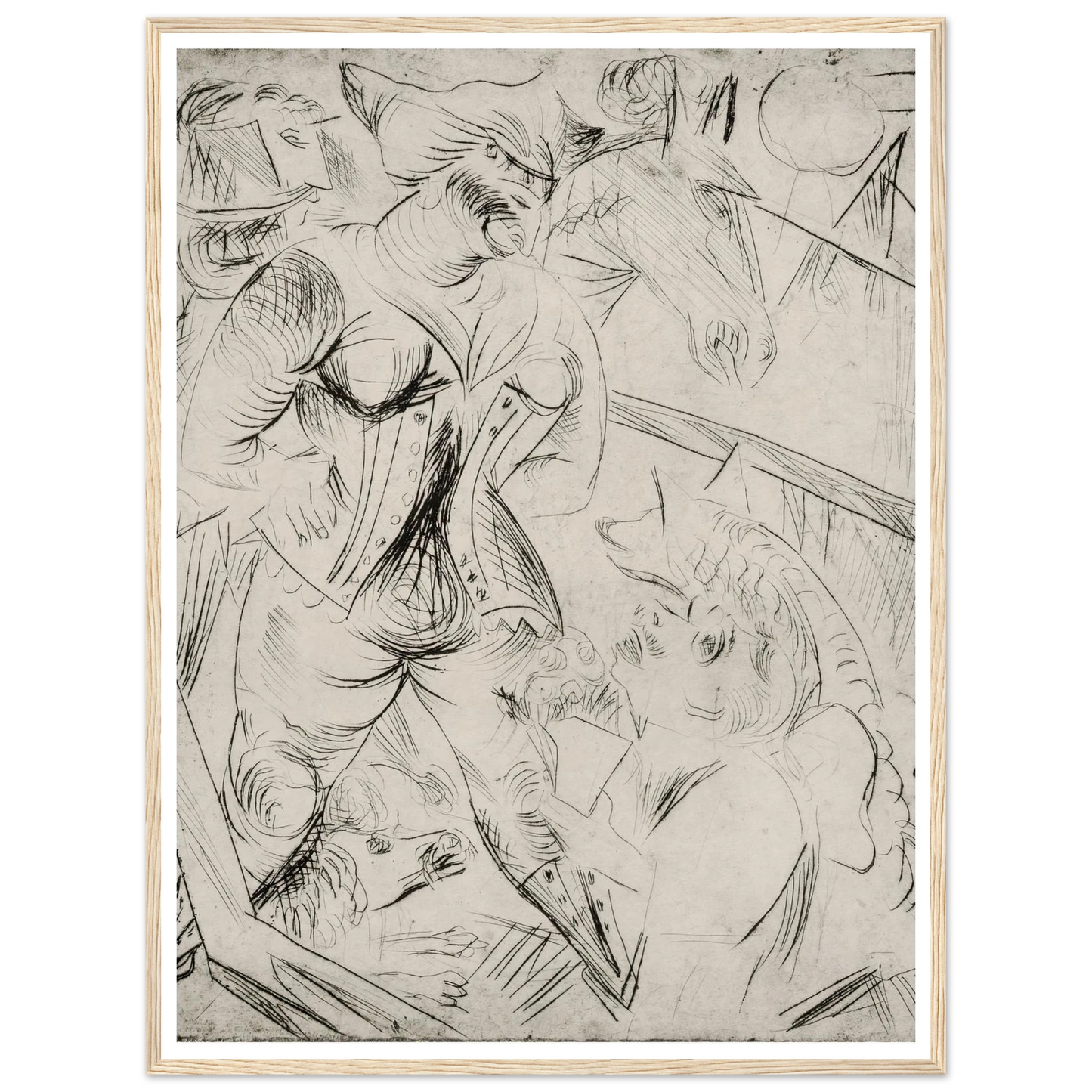 Illustration zur Landstürmerin Courage Art Print | Paul Kleinschmidt - Framed Poster - 30x40 cm / 12x16″ - Black frame