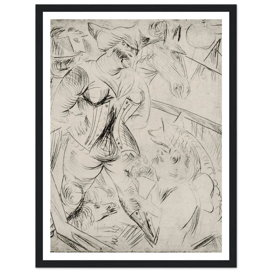 Illustration zur Landstürmerin Courage Art Print | Paul Kleinschmidt - Framed Poster - 30x40 cm / 12x16″ - Black frame