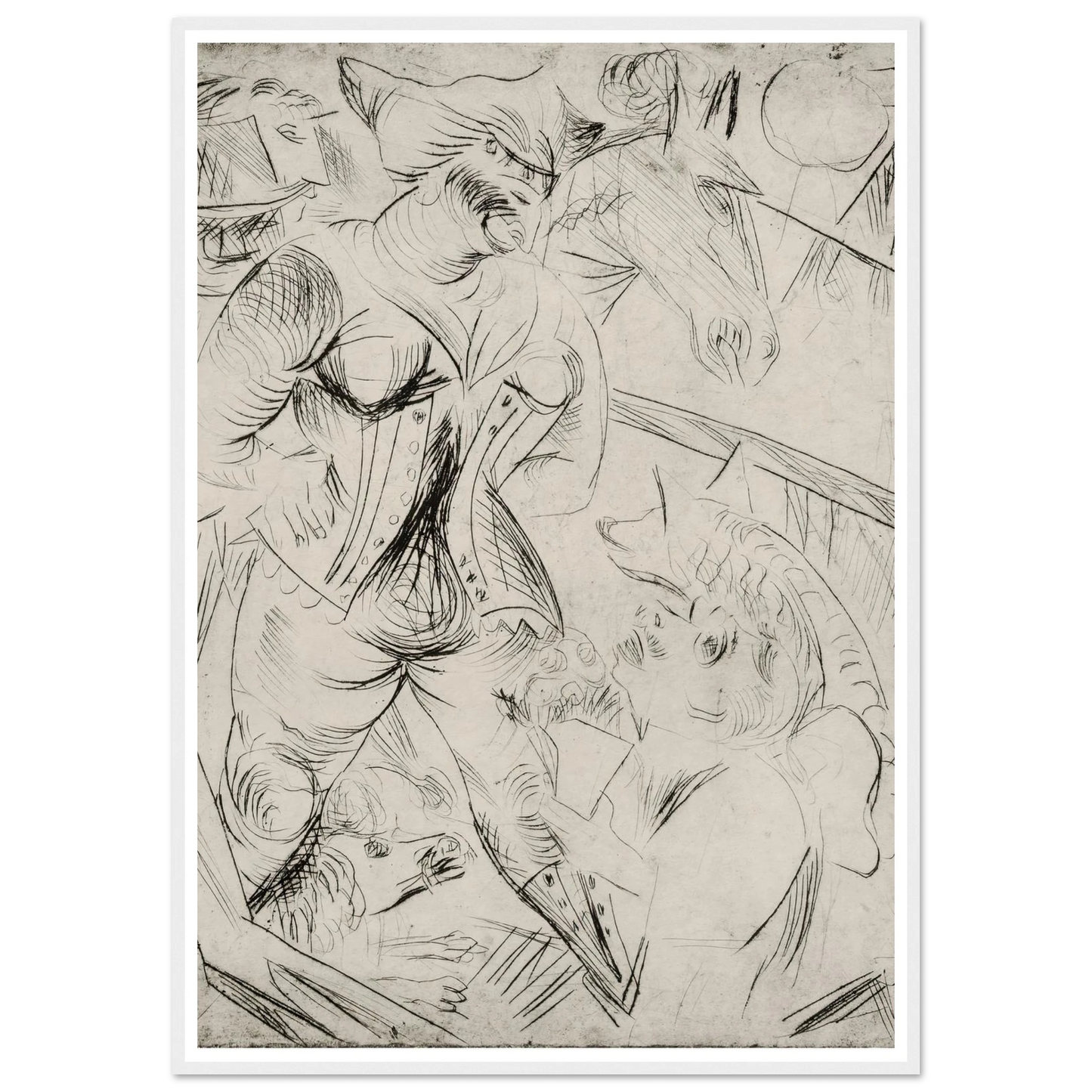 Illustration zur Landstürmerin Courage Art Print | Paul Kleinschmidt - Framed Poster - 30x40 cm / 12x16″ - Black frame