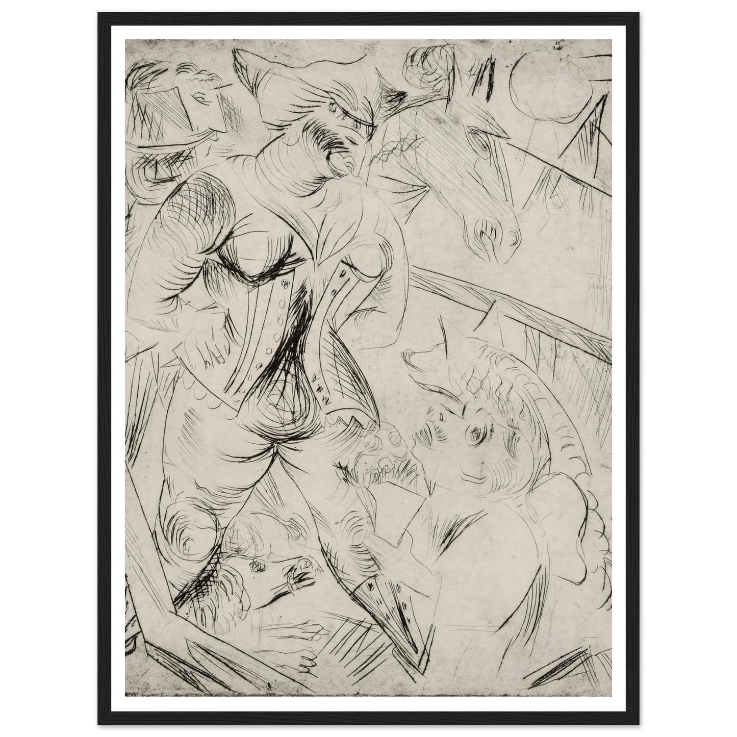 Illustration zur Landstürmerin Courage Art Print | Paul Kleinschmidt - Framed Poster - 30x40 cm / 12x16″ - Black frame