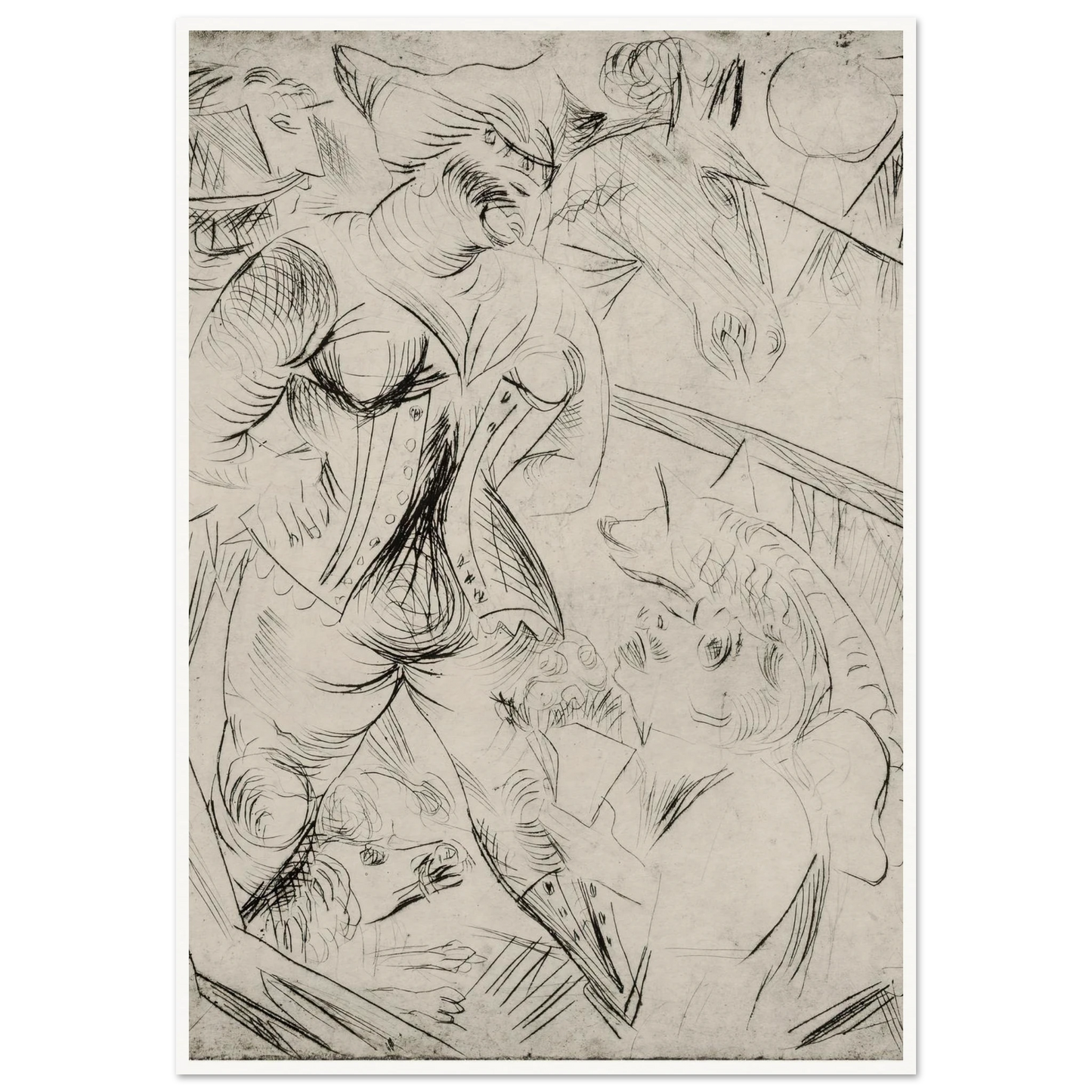 Illustration zur Landstürmerin Courage Art Print | Paul Kleinschmidt - Framed Poster - 30x40 cm / 12x16″ - Black frame