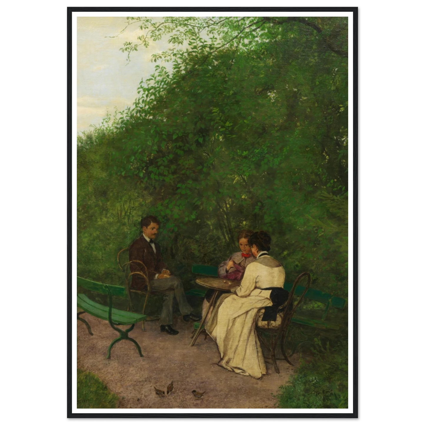 Im Garten (1877) Art Print | Hans Thoma - Framed Poster - 30x40 cm / 12x16″ - Black frame