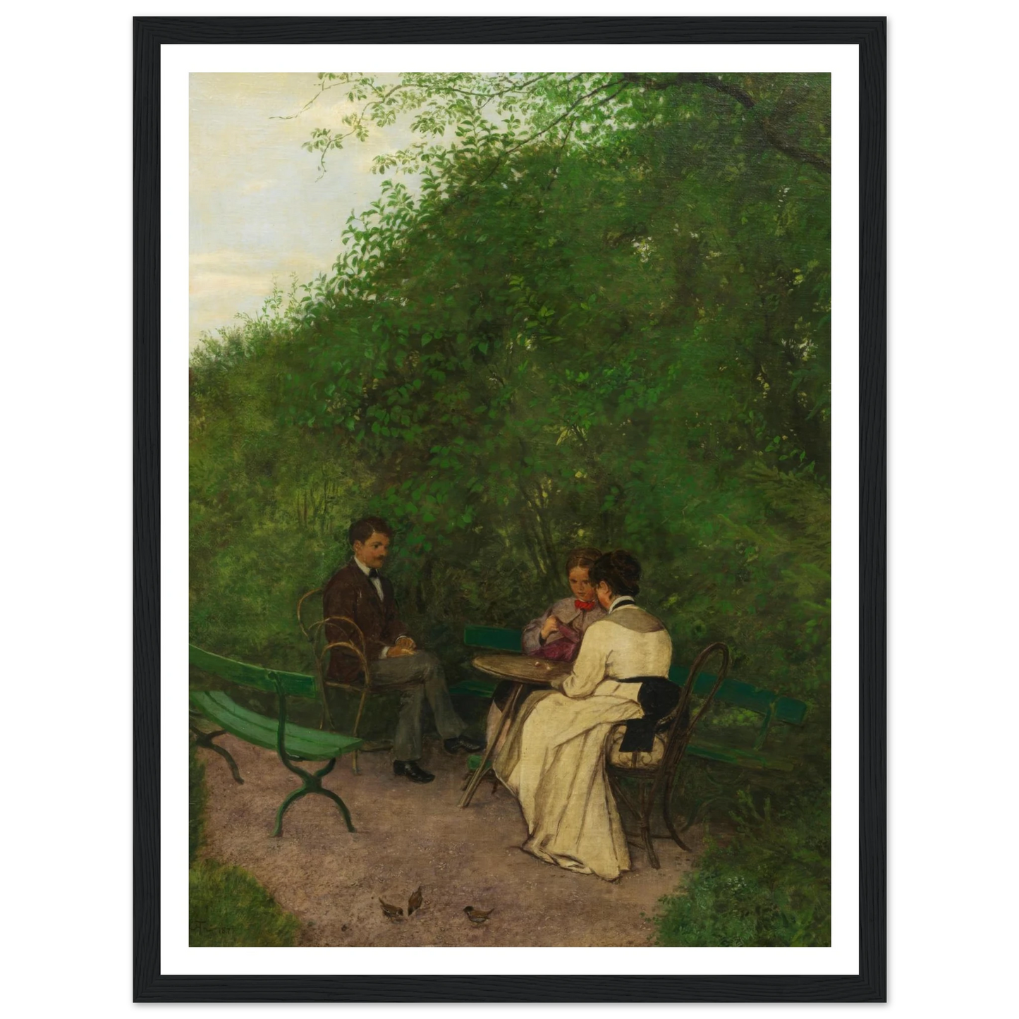 Im Garten (1877) Art Print | Hans Thoma - Framed Poster - 30x40 cm / 12x16″ - Black frame