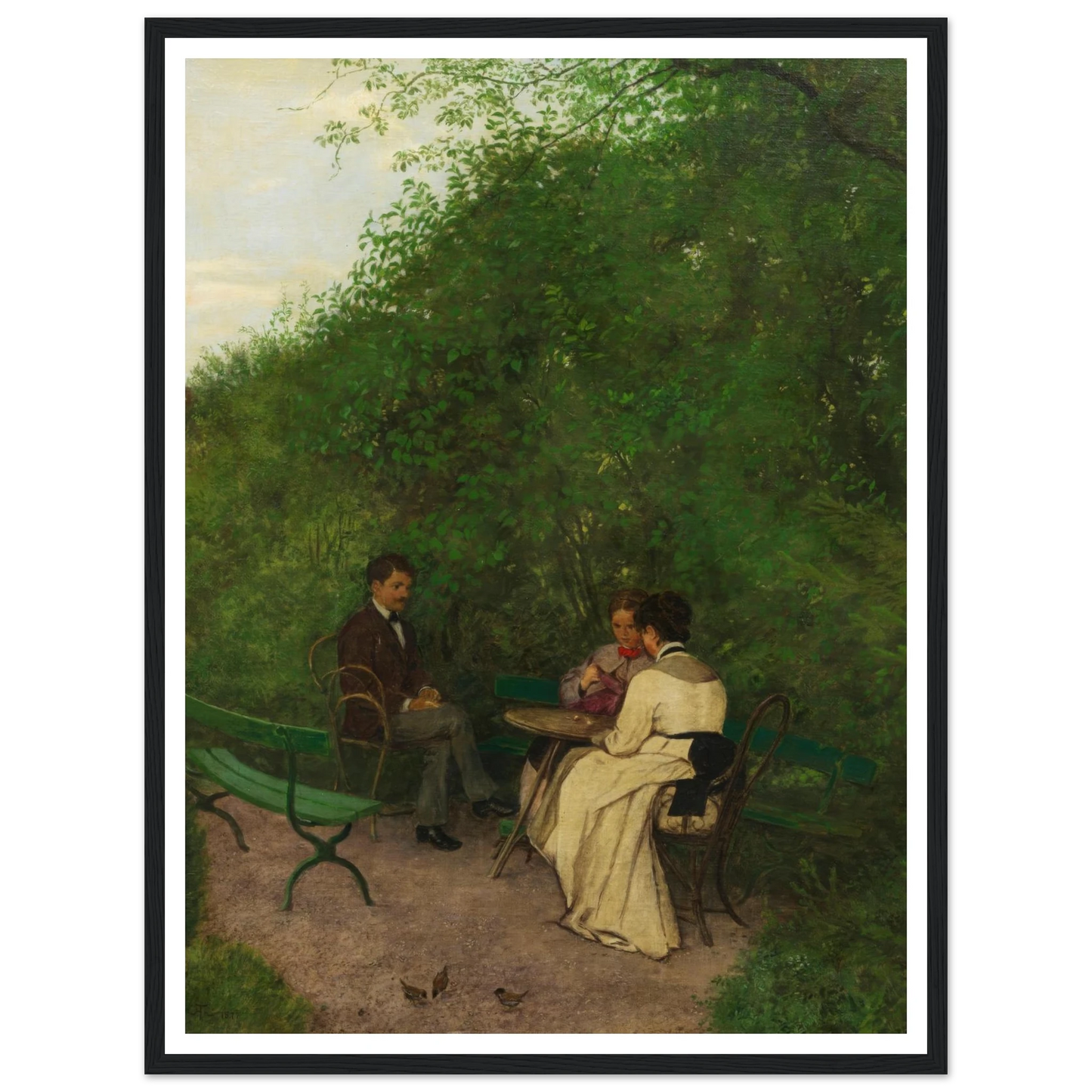 Im Garten (1877) Art Print | Hans Thoma - Framed Poster - 30x40 cm / 12x16″ - Black frame
