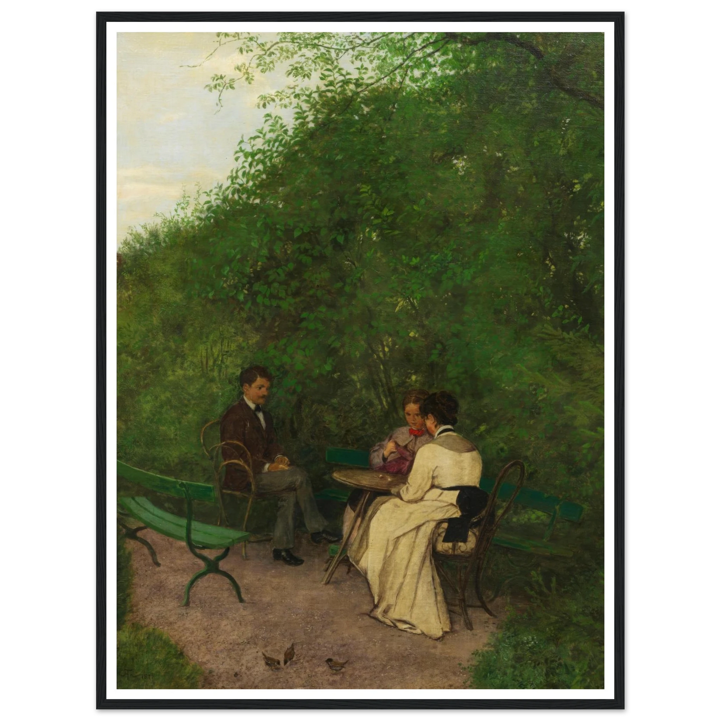 Im Garten (1877) Art Print | Hans Thoma - Framed Poster - 30x40 cm / 12x16″ - Black frame