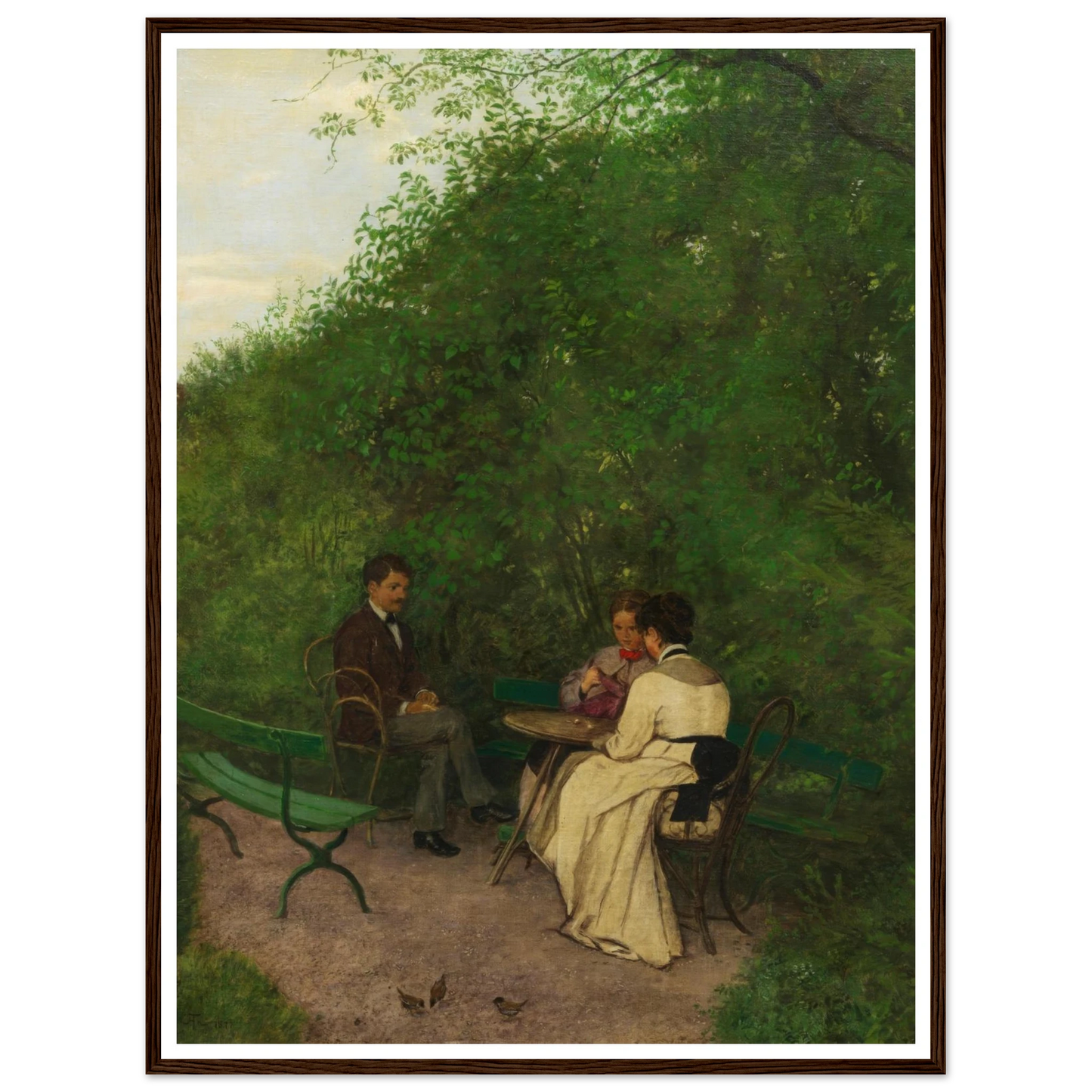 Im Garten (1877) Art Print | Hans Thoma - Framed Poster - 30x40 cm / 12x16″ - Black frame