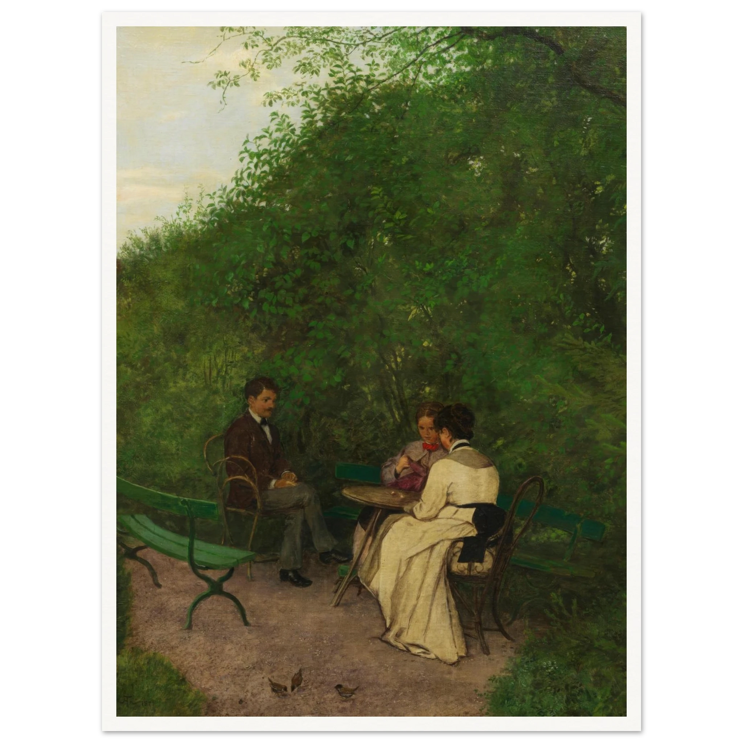 Im Garten (1877) Art Print | Hans Thoma - Framed Poster - 30x40 cm / 12x16″ - Black frame