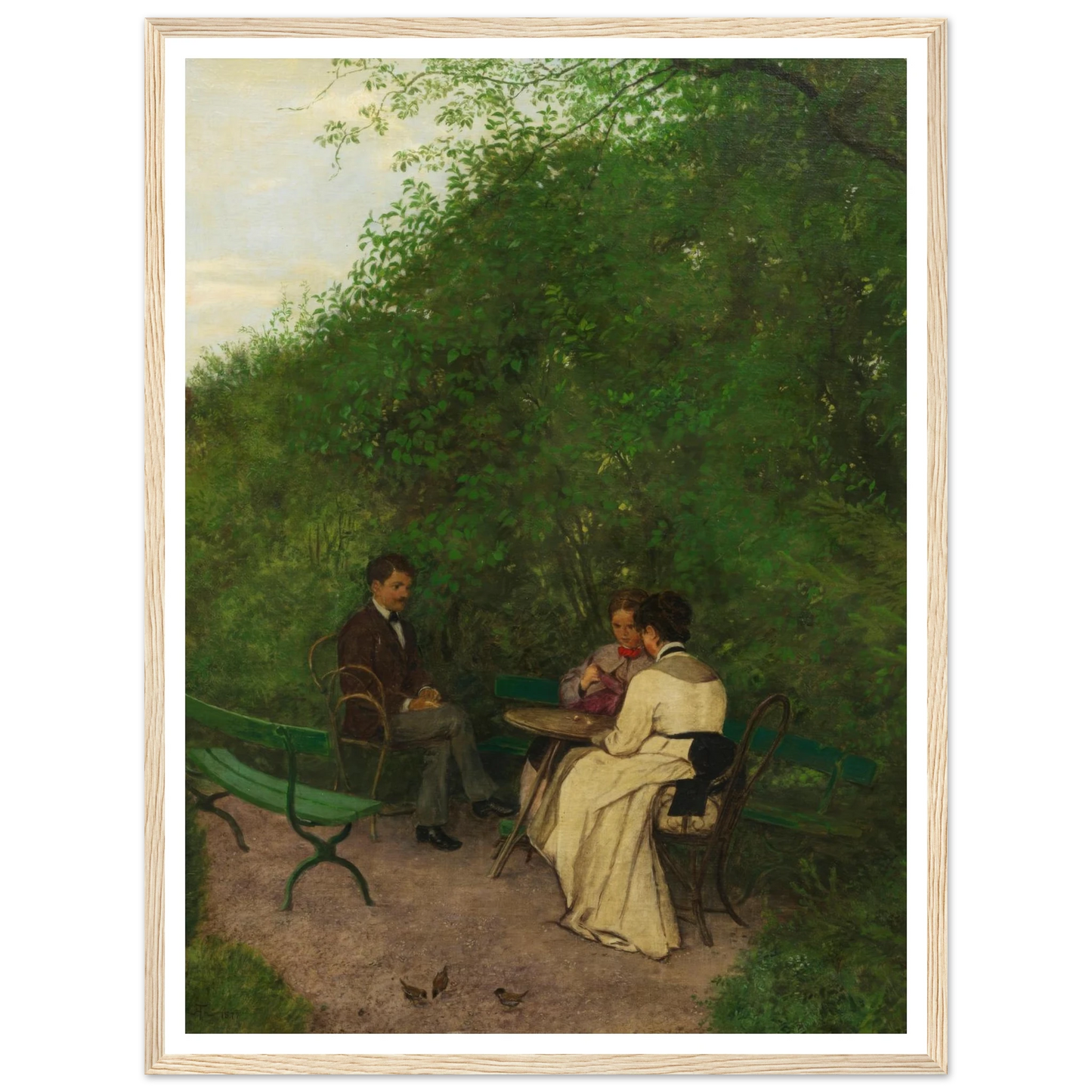 Im Garten (1877) Art Print | Hans Thoma - Framed Poster - 30x40 cm / 12x16″ - Black frame