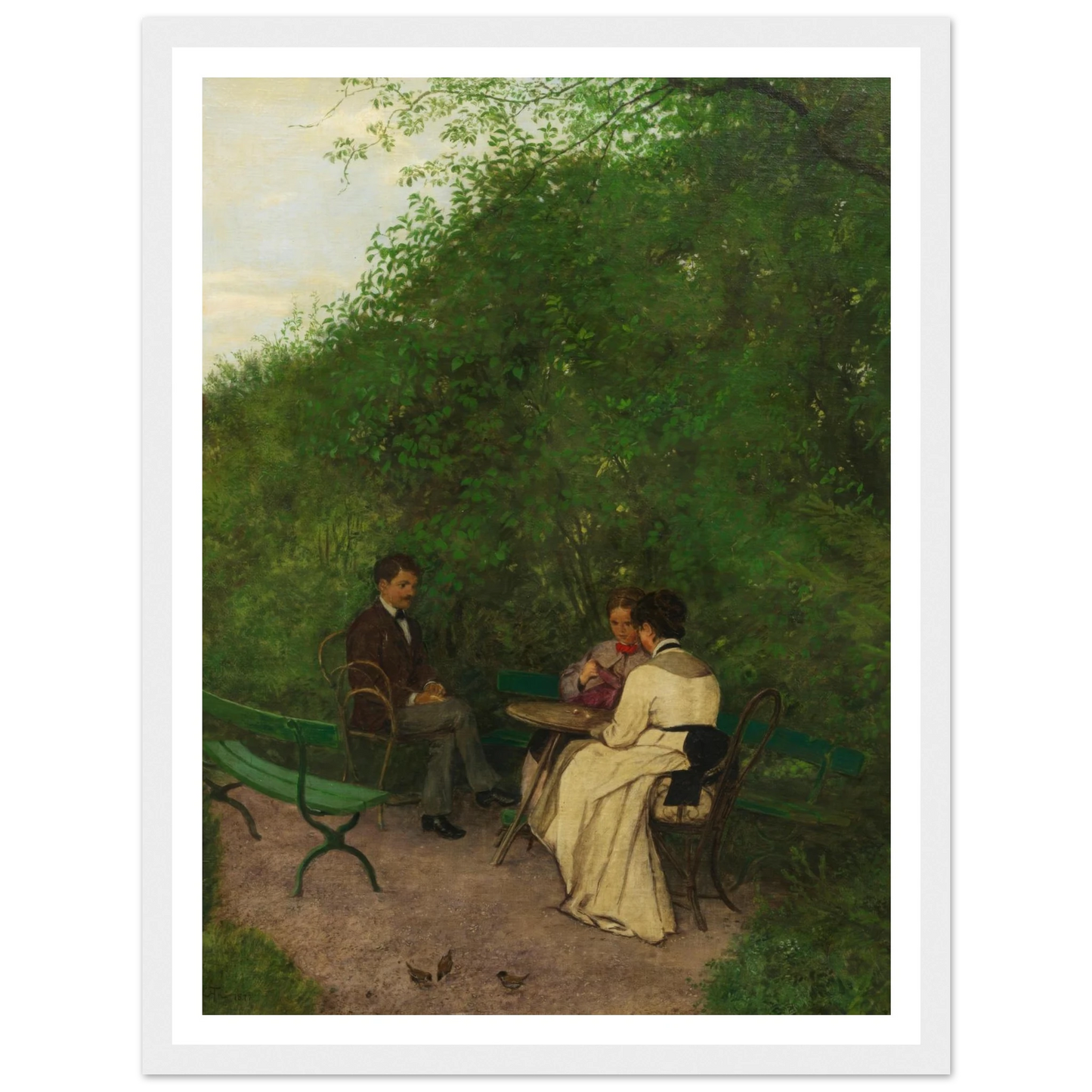 Im Garten (1877) Art Print | Hans Thoma - Framed Poster - 30x40 cm / 12x16″ - Black frame