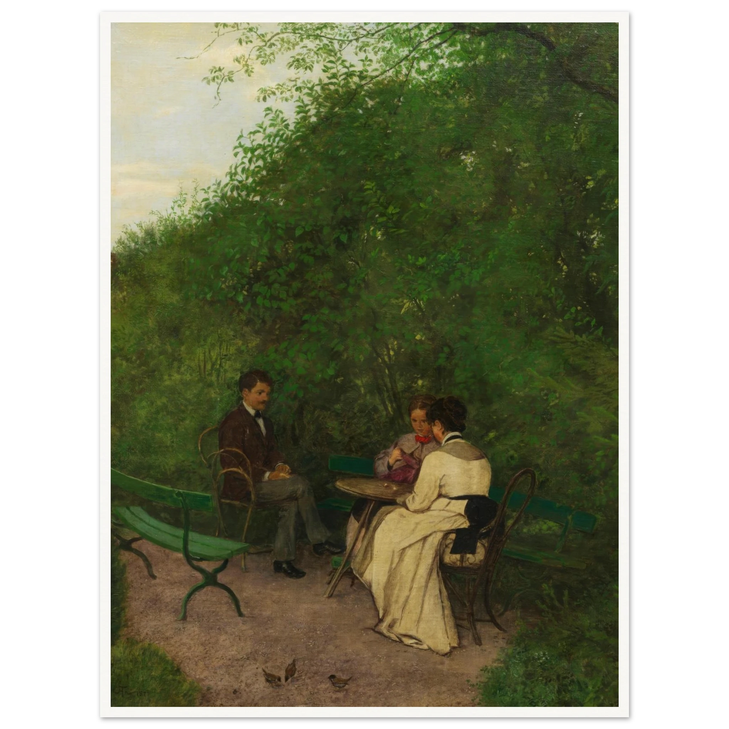 Im Garten (1877) Art Print | Hans Thoma - Framed Poster - 30x40 cm / 12x16″ - Black frame