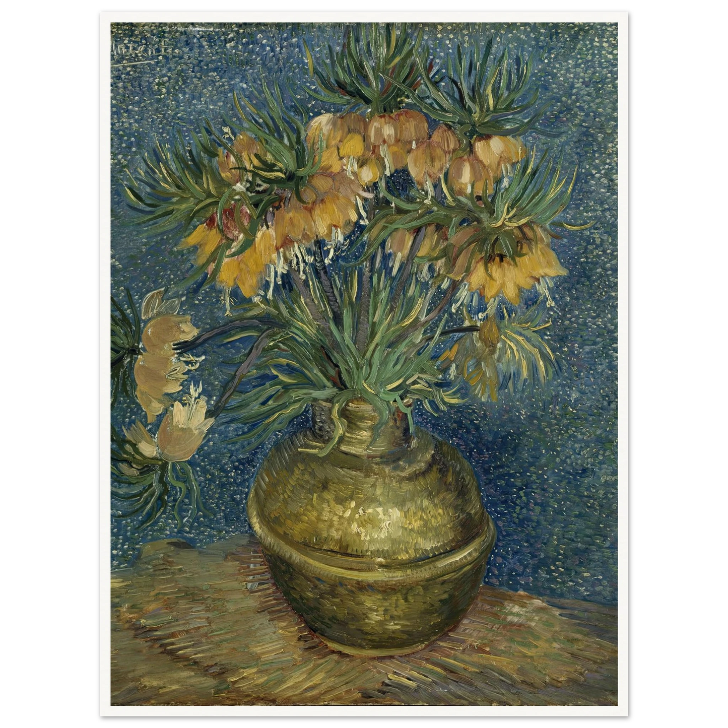 Imperial Fritillaries in a Copper Vase (1887) Art Print | Vincent van Gogh - Framed Poster - 30x40 cm / 12x16″ - Black frame