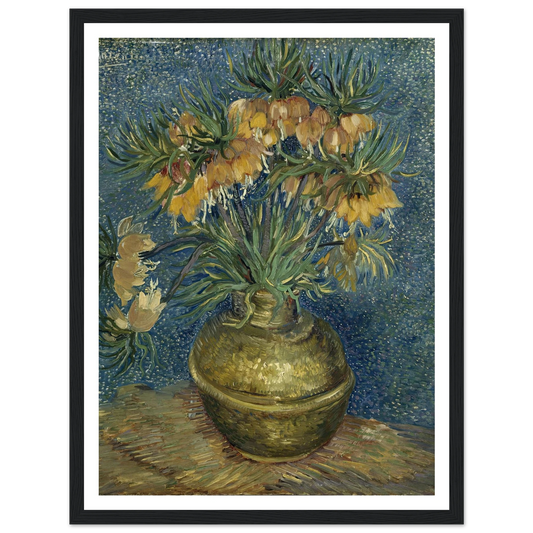 Imperial Fritillaries in a Copper Vase (1887) Art Print | Vincent van Gogh - Framed Poster - 30x40 cm / 12x16″ - Black frame