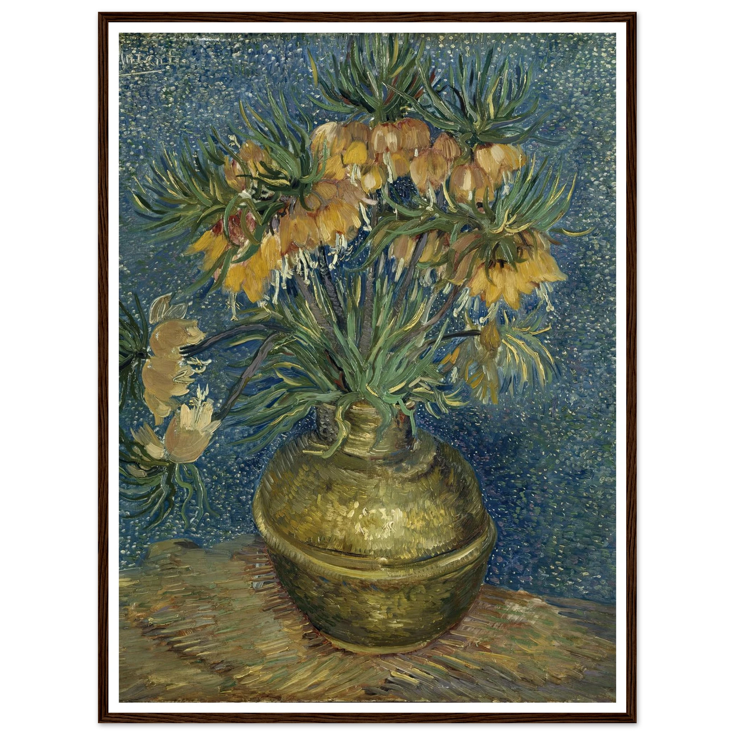 Imperial Fritillaries in a Copper Vase (1887) Art Print | Vincent van Gogh - Framed Poster - 30x40 cm / 12x16″ - Black frame