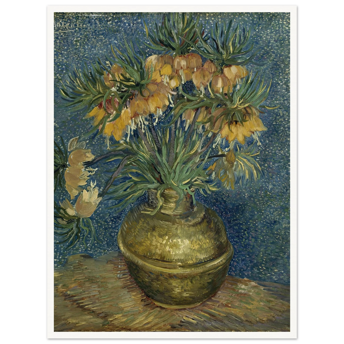 Imperial Fritillaries in a Copper Vase (1887) Art Print | Vincent van Gogh - Framed Poster - 30x40 cm / 12x16″ - Black frame