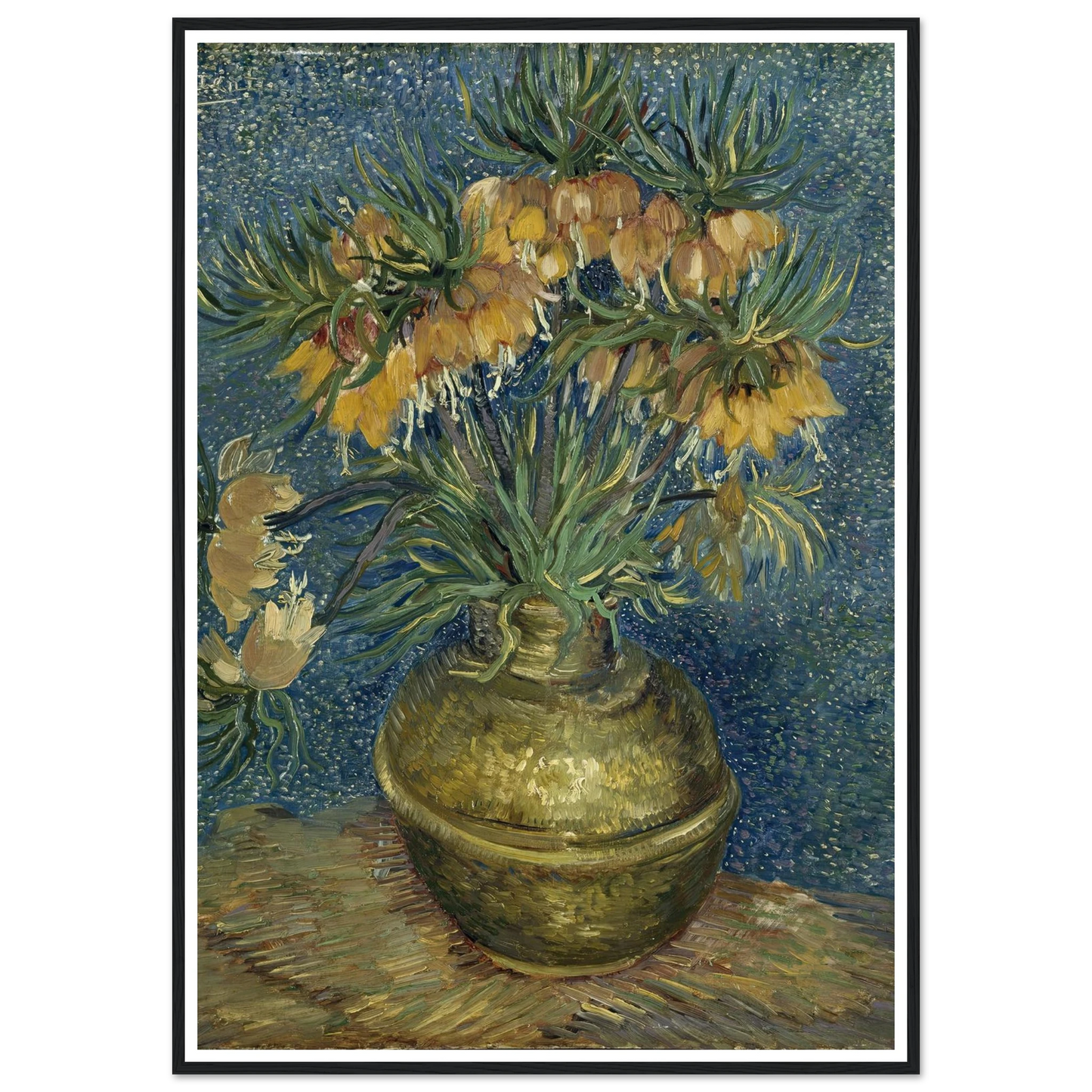 Imperial Fritillaries in a Copper Vase (1887) Art Print | Vincent van Gogh - Framed Poster - 30x40 cm / 12x16″ - Black frame