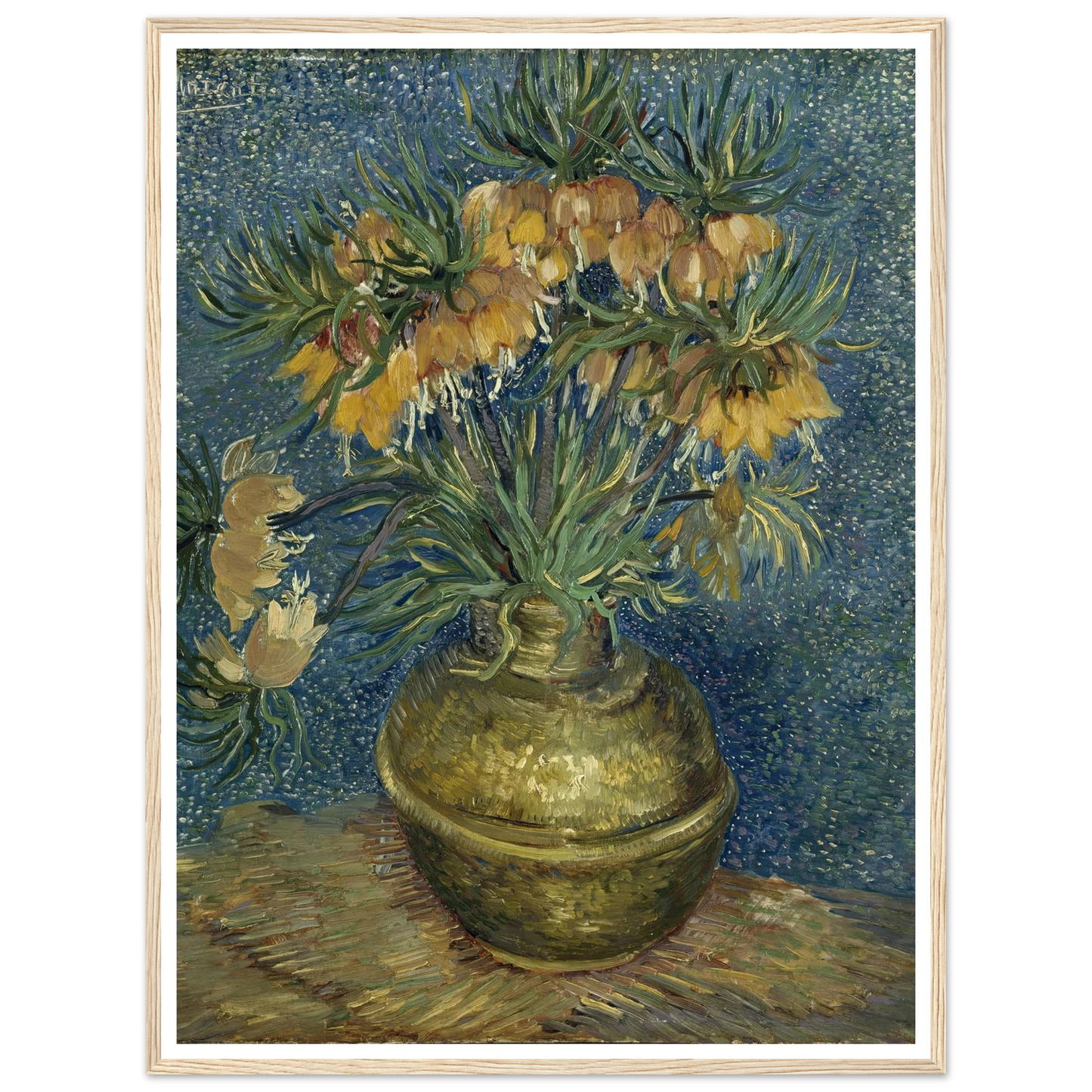Imperial Fritillaries in a Copper Vase (1887) Art Print | Vincent van Gogh - Framed Poster - 30x40 cm / 12x16″ - Black frame