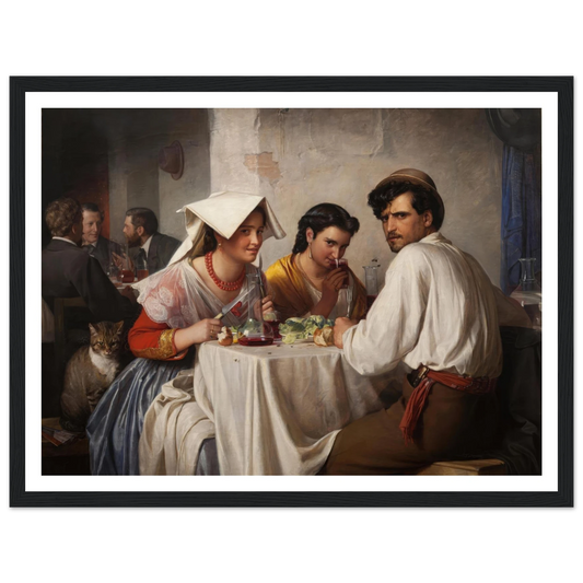 In a Roman Osteria (1866) Art Print | Carl Bloch - Framed Poster - 30x40 cm / 12x16″ - Black frame