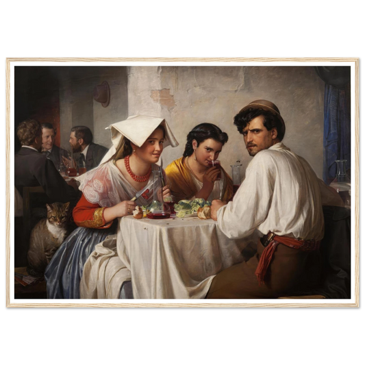 In a Roman Osteria (1866) Art Print | Carl Bloch - Framed Poster - 30x40 cm / 12x16″ - Black frame
