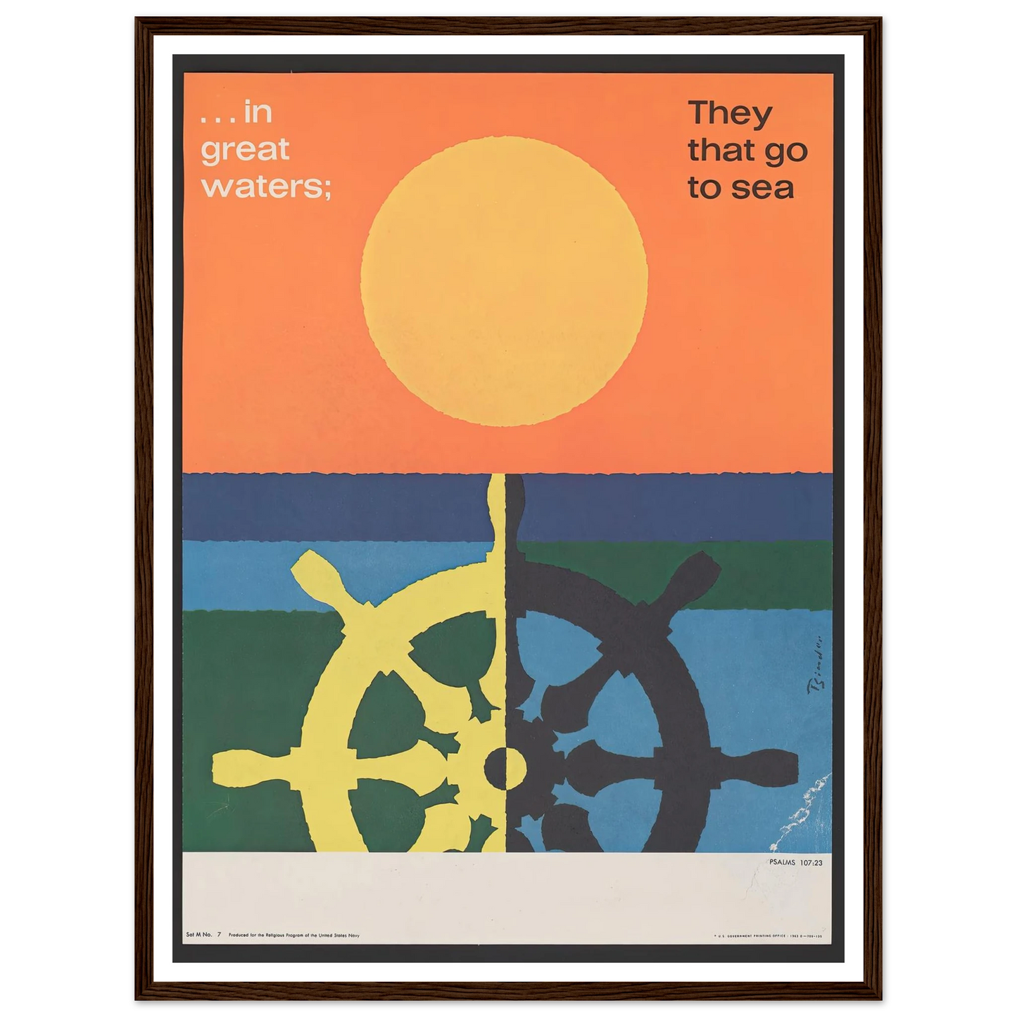 In great water; … Psalms 107_23 (1963) Art Print | Joseph Binder - Framed Poster - 30x40 cm / 12x16″ - Black frame