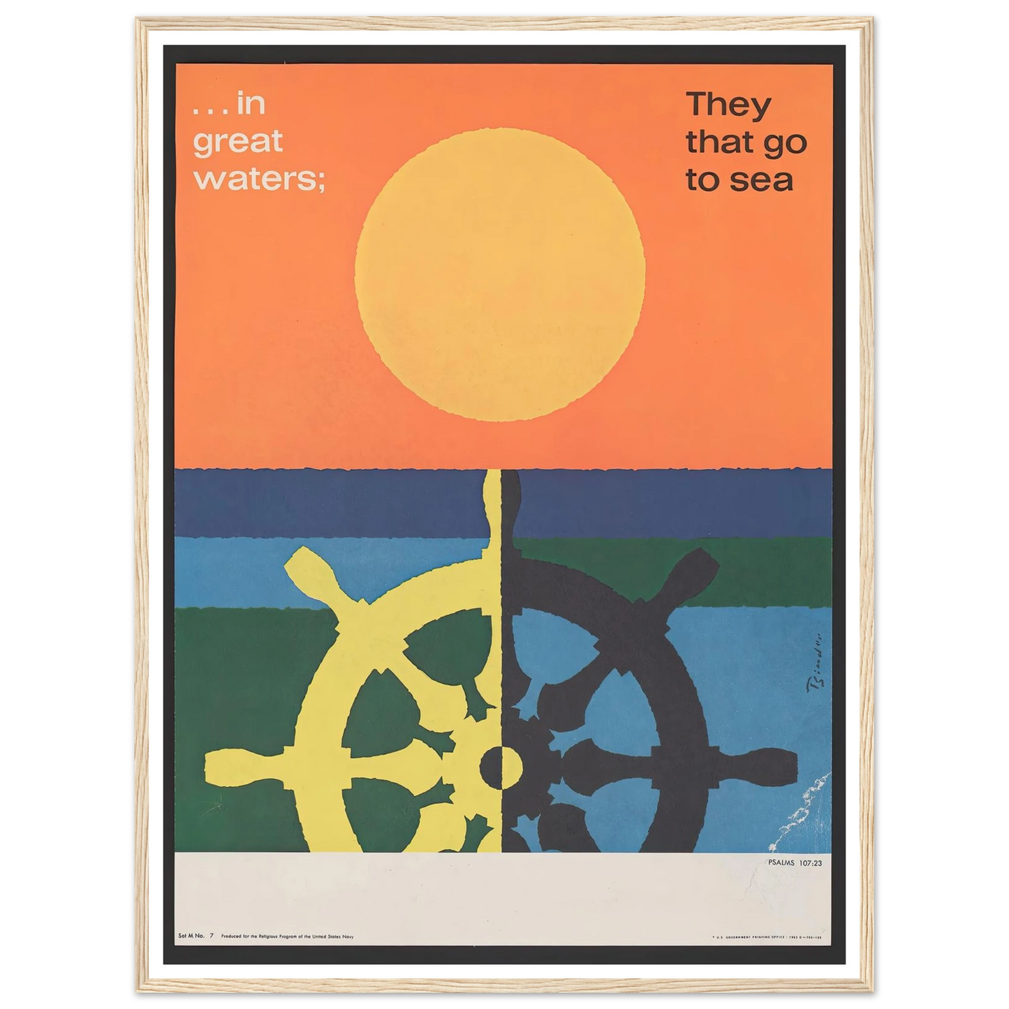 In great water; … Psalms 107_23 (1963) Art Print | Joseph Binder - Framed Poster - 30x40 cm / 12x16″ - Black frame