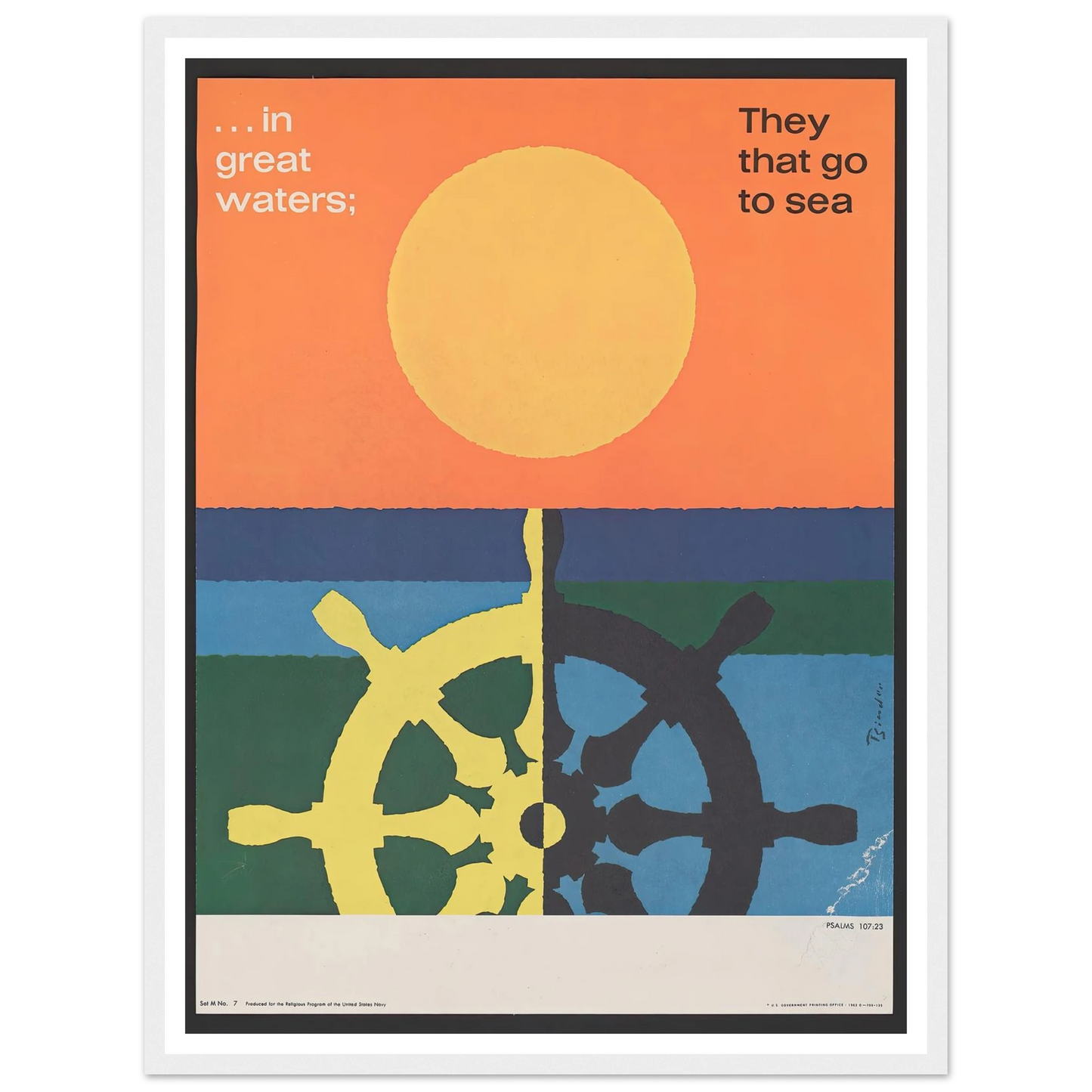 In great water; … Psalms 107_23 (1963) Art Print | Joseph Binder - Framed Poster - 30x40 cm / 12x16″ - Black frame