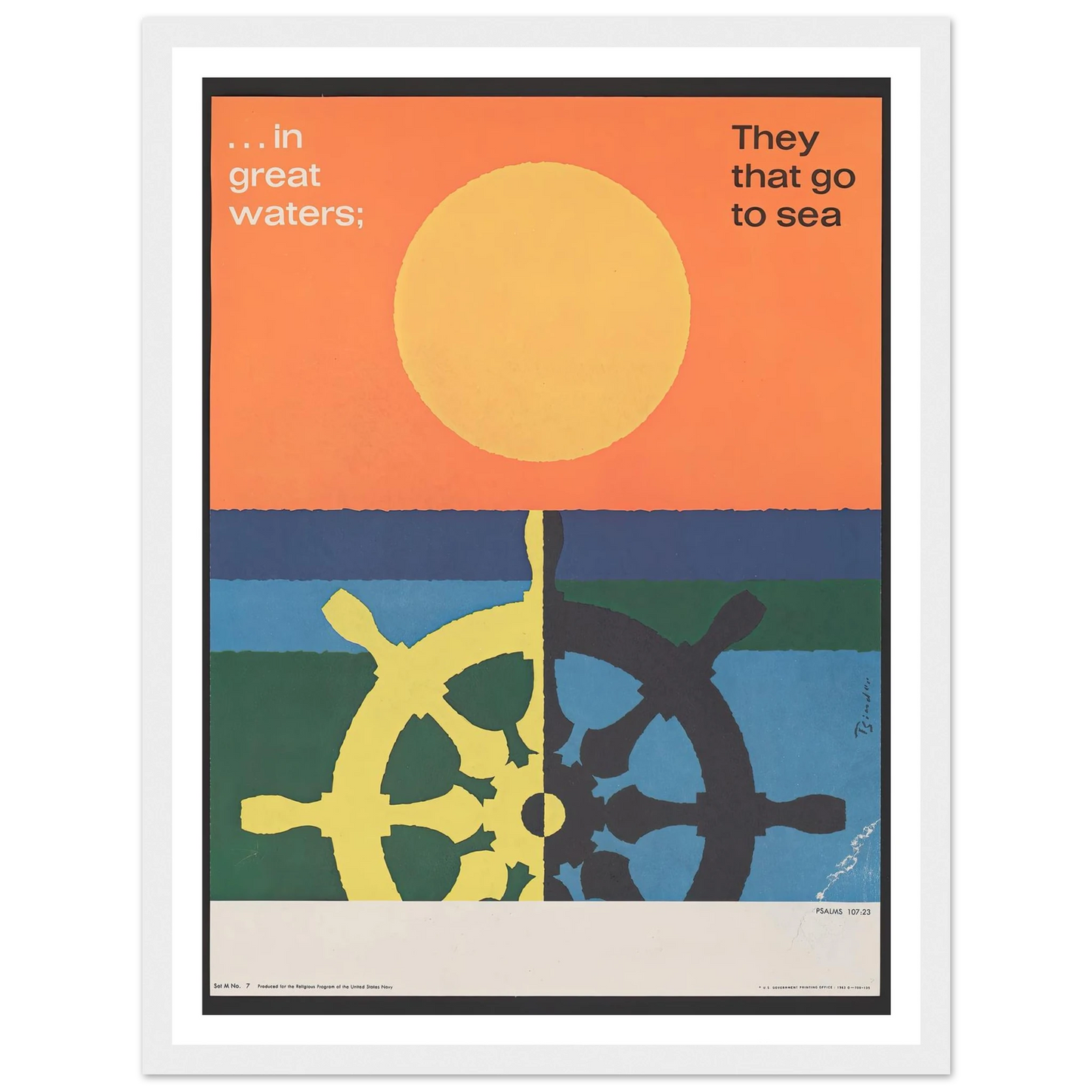 In great water; … Psalms 107_23 (1963) Art Print | Joseph Binder - Framed Poster - 30x40 cm / 12x16″ - Black frame