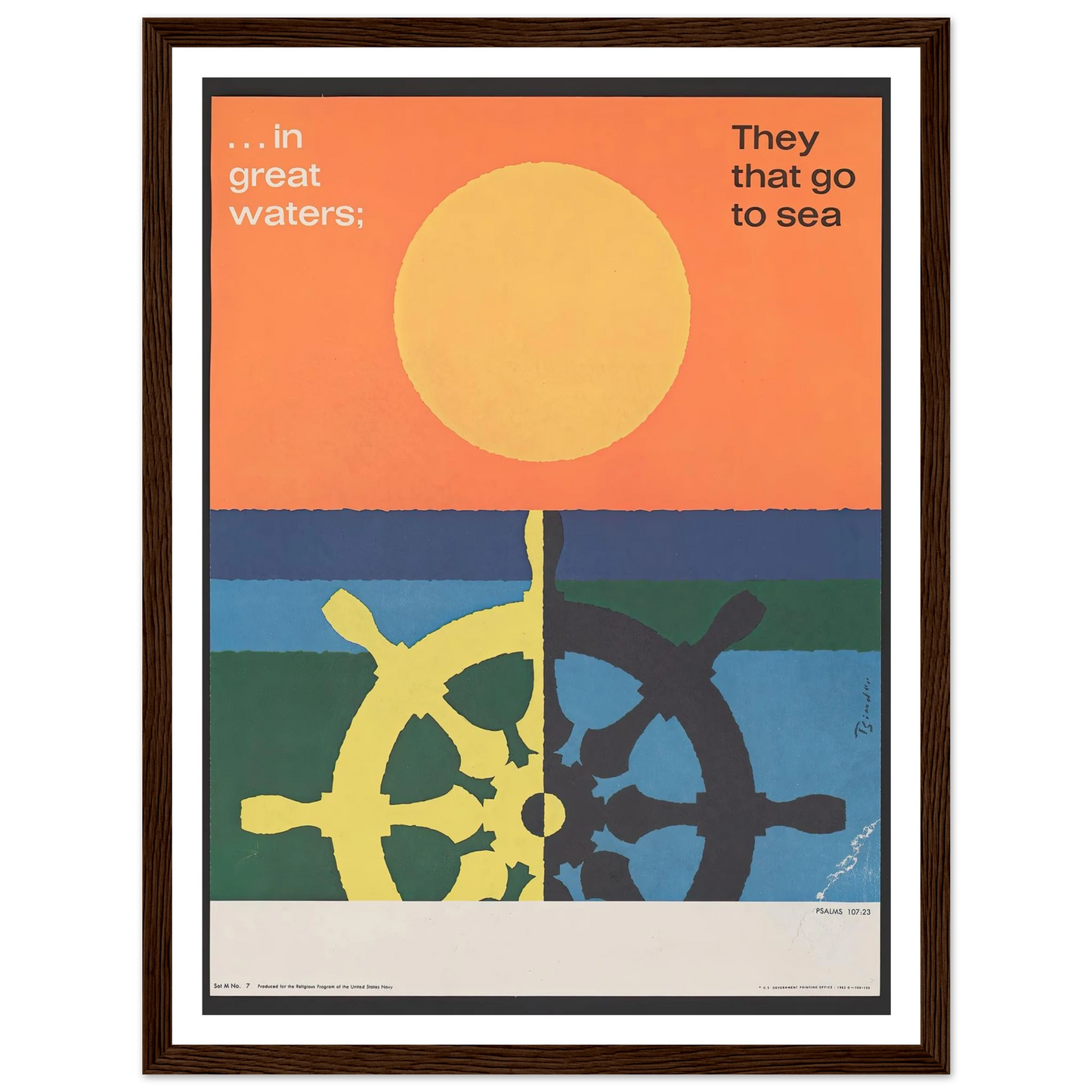 In great water; … Psalms 107_23 (1963) Art Print | Joseph Binder - Framed Poster - 30x40 cm / 12x16″ - Black frame