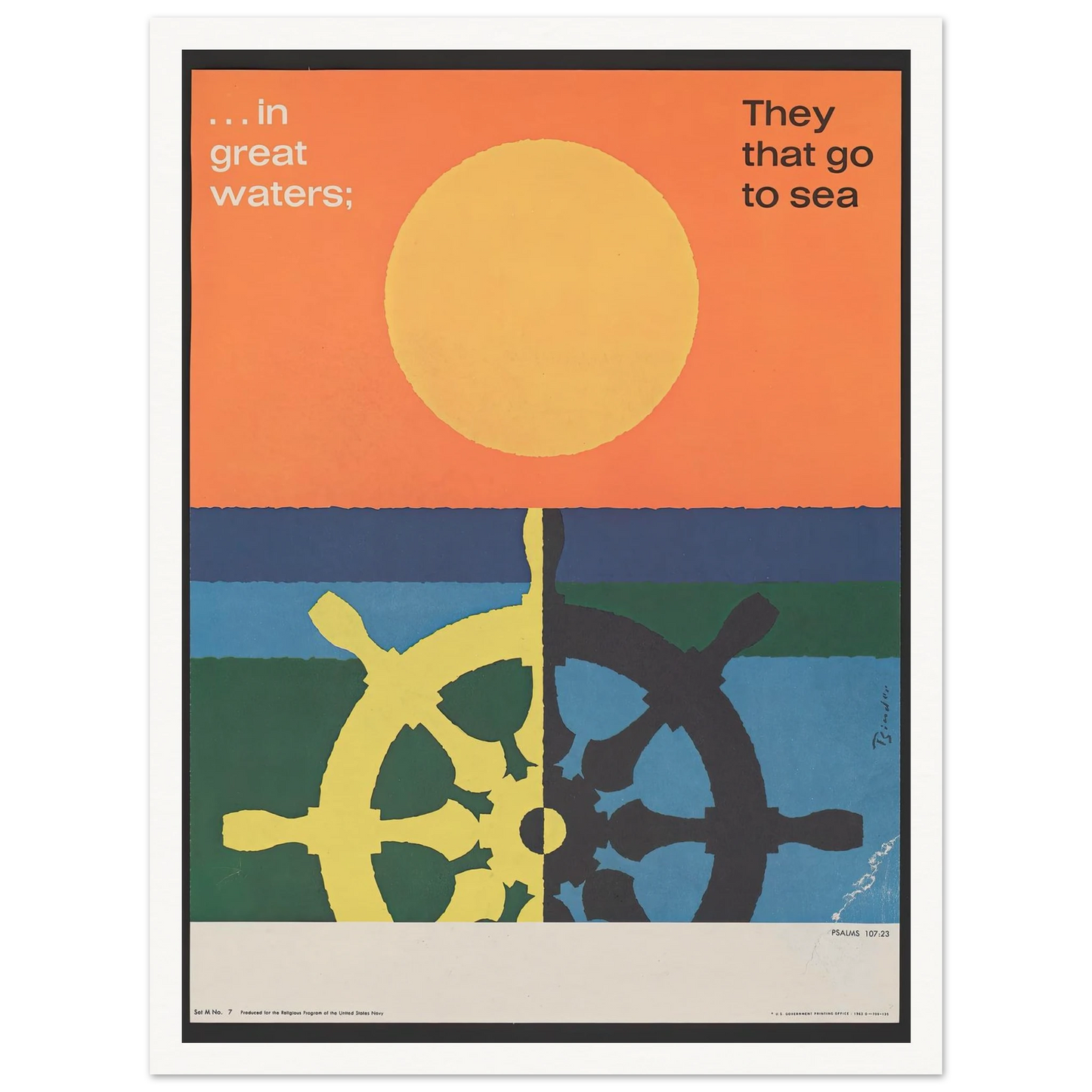 In great water; … Psalms 107_23 (1963) Art Print | Joseph Binder - Framed Poster - 30x40 cm / 12x16″ - Black frame