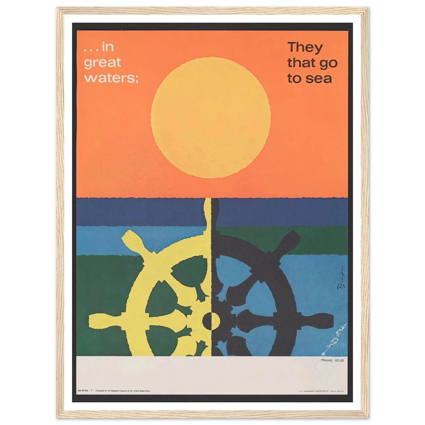In great water; … Psalms 107_23 (1963) Art Print | Joseph Binder - Framed Poster - 30x40 cm / 12x16″ - Black frame