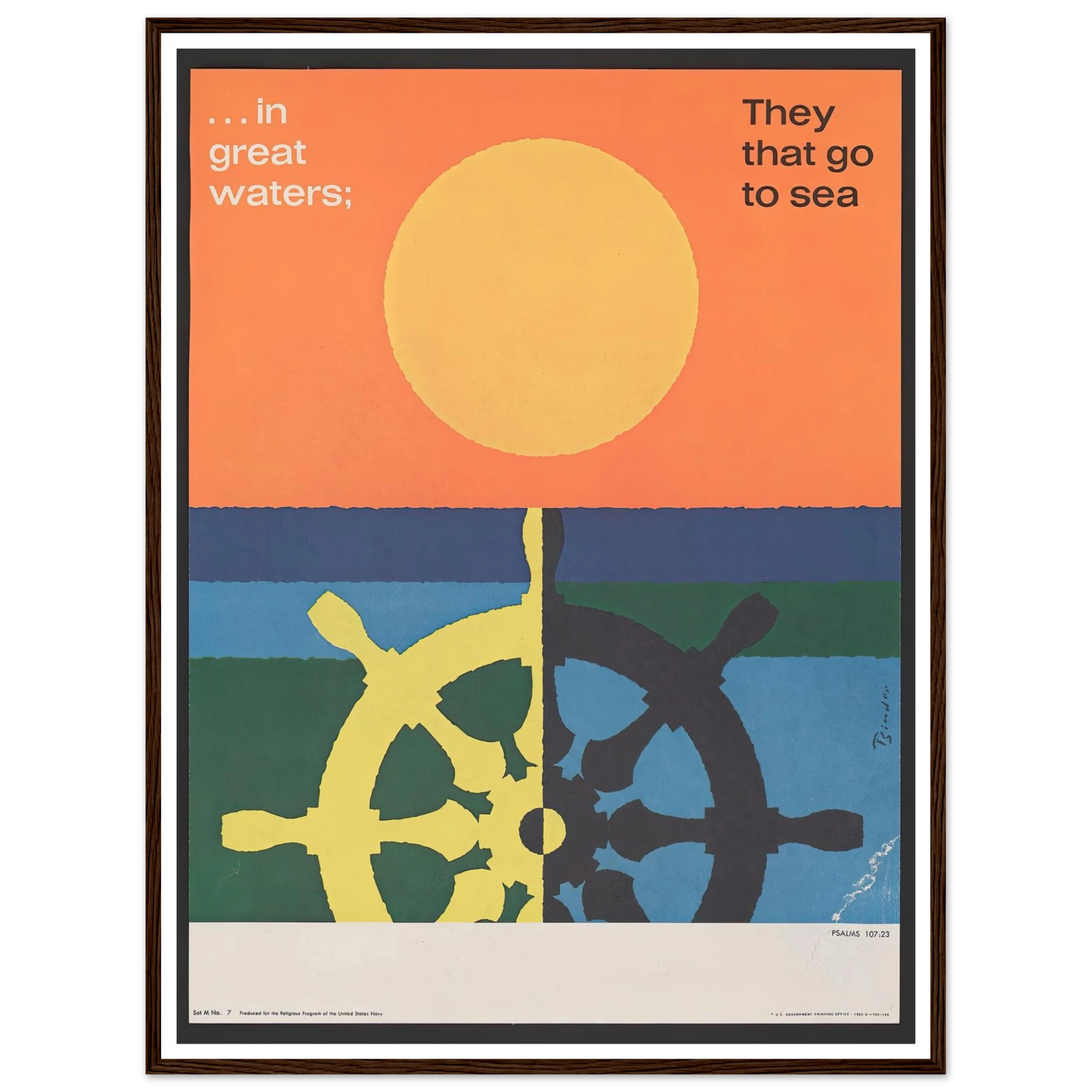 In great water; … Psalms 107_23 (1963) Art Print | Joseph Binder - Framed Poster - 30x40 cm / 12x16″ - Black frame