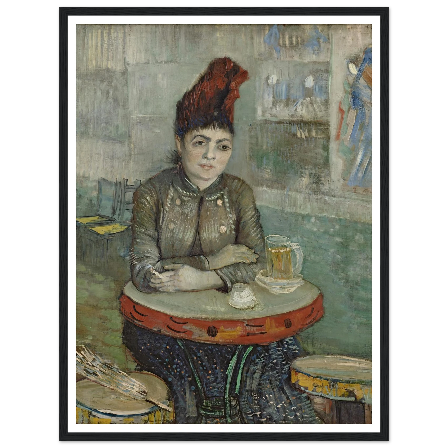 In the café; Agostina Segatori in Le tambourin (1887 - 1888) Art Print | Vincent van Gogh - Framed Poster - 30x40 cm / 12x16″ - Black frame