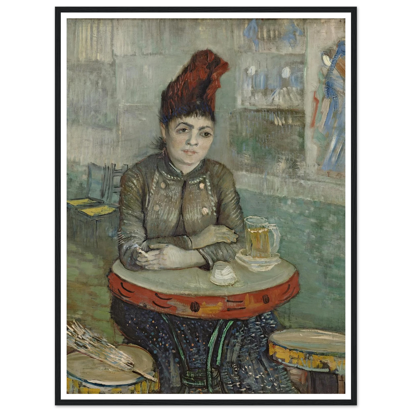 In the café; Agostina Segatori in Le tambourin (1887 - 1888) Art Print | Vincent van Gogh - Framed Poster - 30x40 cm / 12x16″ - Black frame