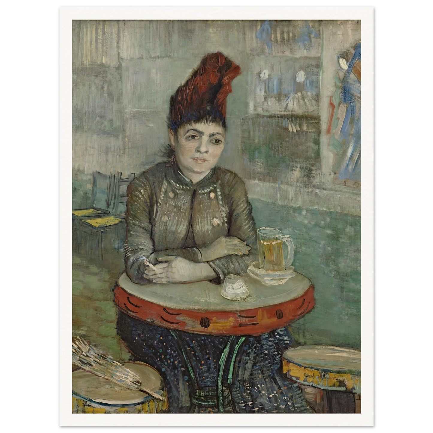 In the café; Agostina Segatori in Le tambourin (1887 - 1888) Art Print | Vincent van Gogh - Framed Poster - 30x40 cm / 12x16″ - Black frame