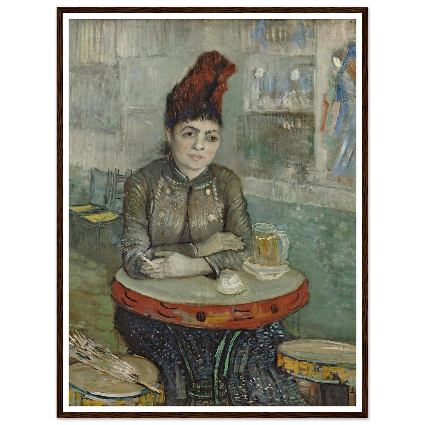 In the café; Agostina Segatori in Le tambourin (1887 - 1888) Art Print | Vincent van Gogh - Framed Poster - 30x40 cm / 12x16″ - Black frame
