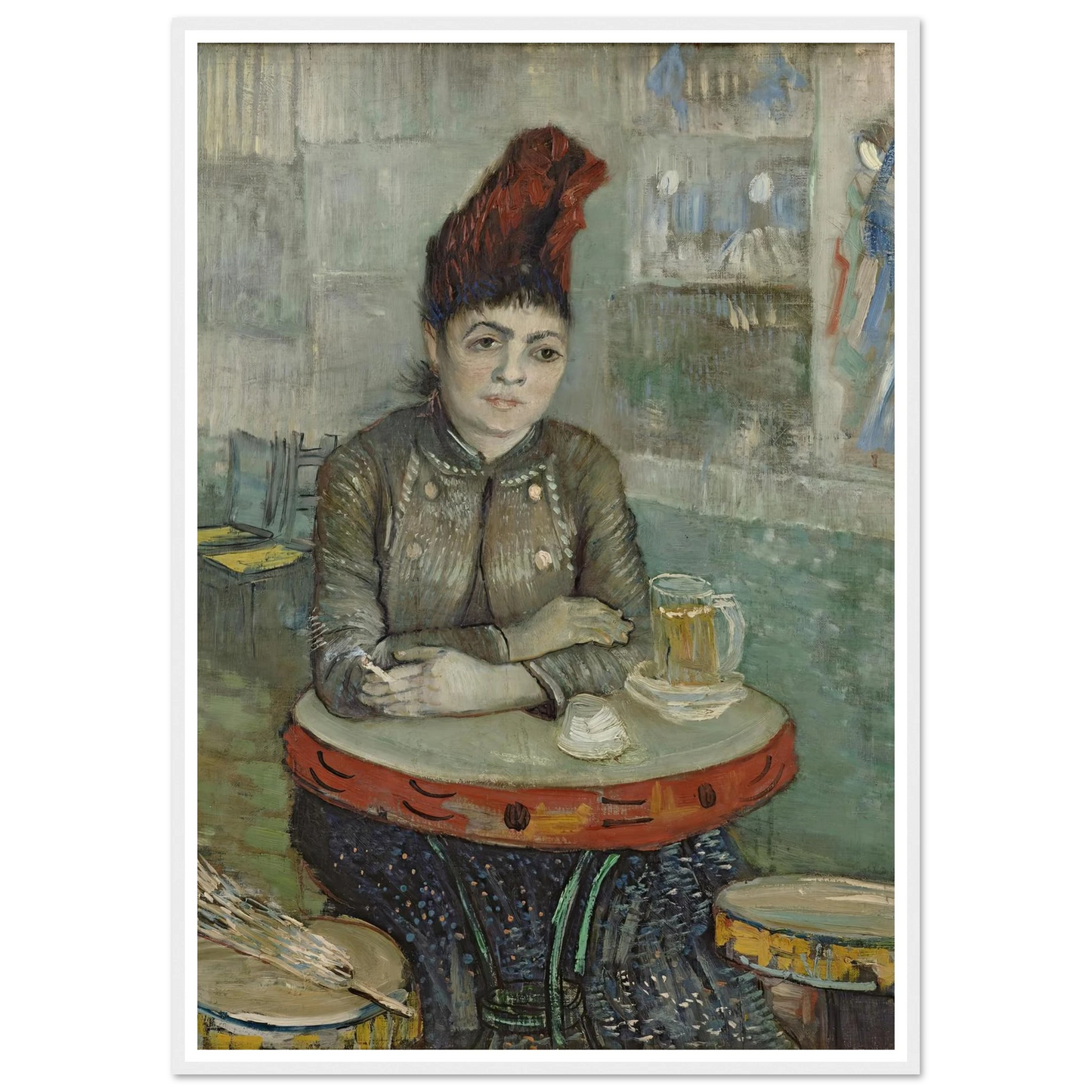 In the café; Agostina Segatori in Le tambourin (1887 - 1888) Art Print | Vincent van Gogh - Framed Poster - 30x40 cm / 12x16″ - Black frame