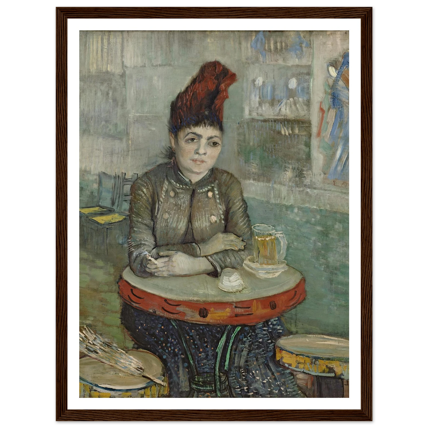 In the café; Agostina Segatori in Le tambourin (1887 - 1888) Art Print | Vincent van Gogh - Framed Poster - 30x40 cm / 12x16″ - Black frame