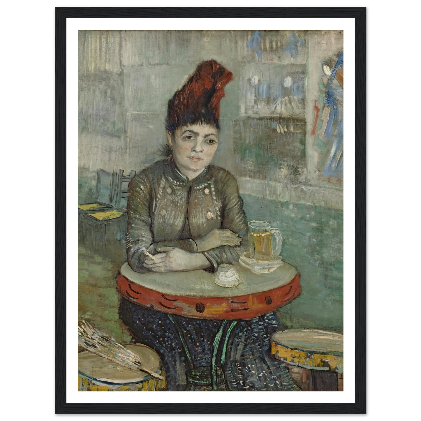 In the café; Agostina Segatori in Le tambourin (1887 - 1888) Art Print | Vincent van Gogh - Framed Poster - 30x40 cm / 12x16″ - Black frame