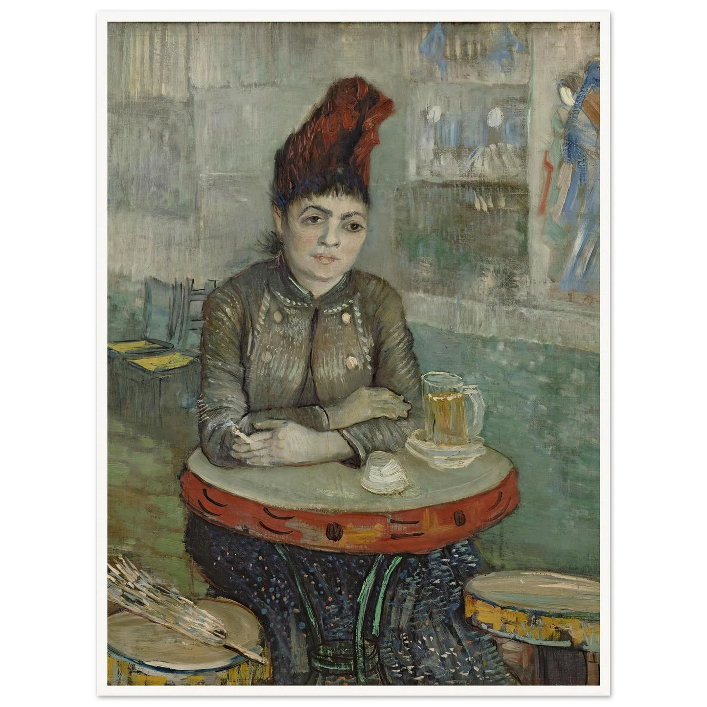 In the café; Agostina Segatori in Le tambourin (1887 - 1888) Art Print | Vincent van Gogh - Framed Poster - 30x40 cm / 12x16″ - Black frame