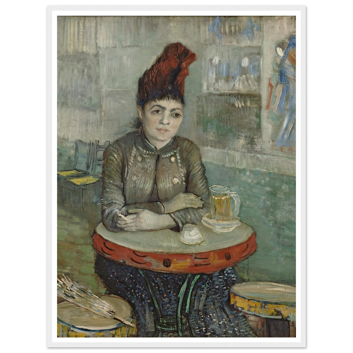 In the café; Agostina Segatori in Le tambourin (1887 - 1888) Art Print | Vincent van Gogh - Framed Poster - 30x40 cm / 12x16″ - Black frame